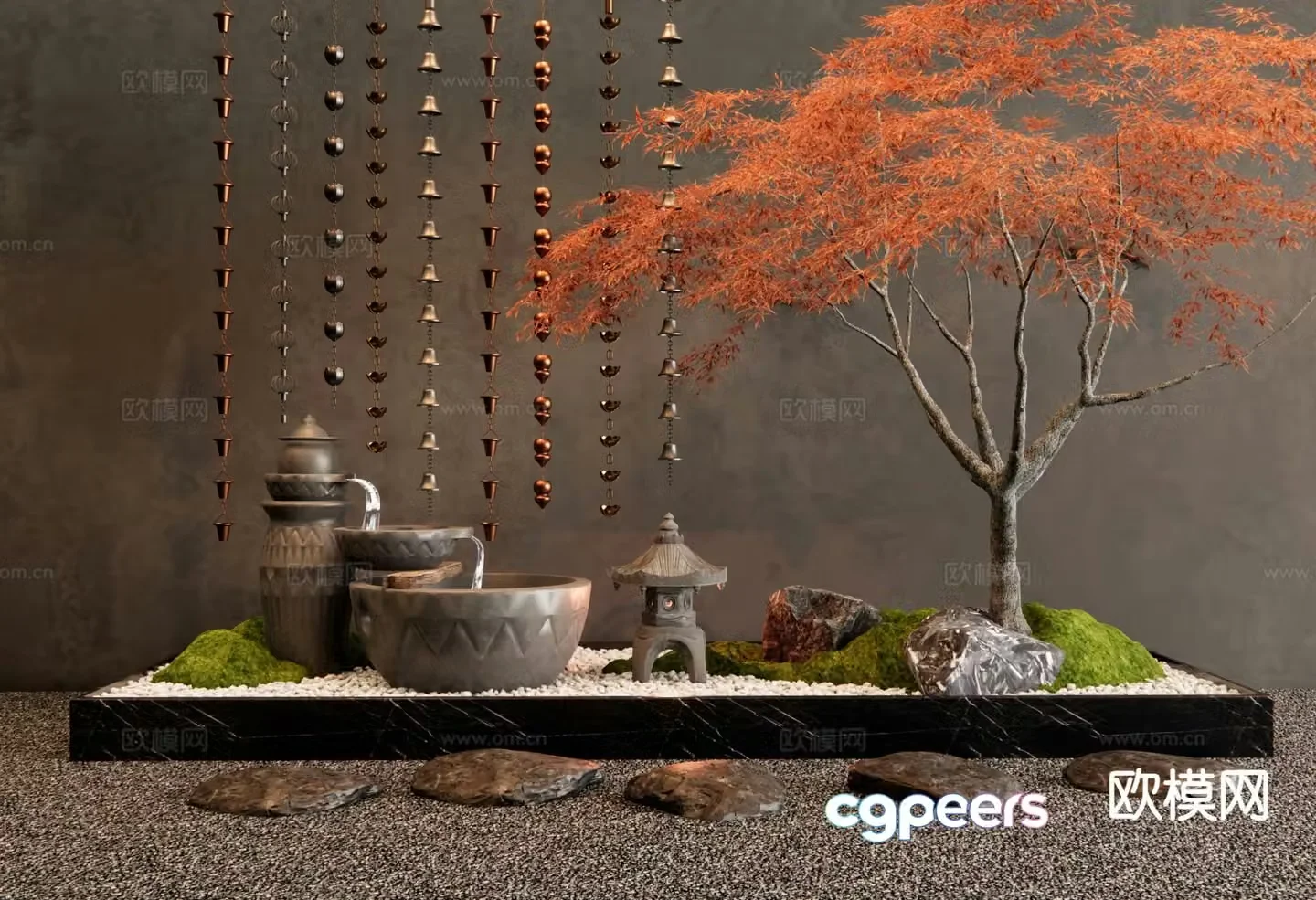 New Chinese style interior landscape interior landscaping 3D model