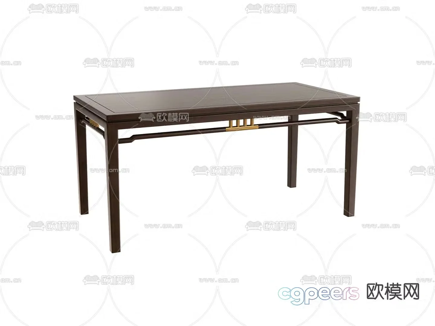 solid wood table dining table 3d model