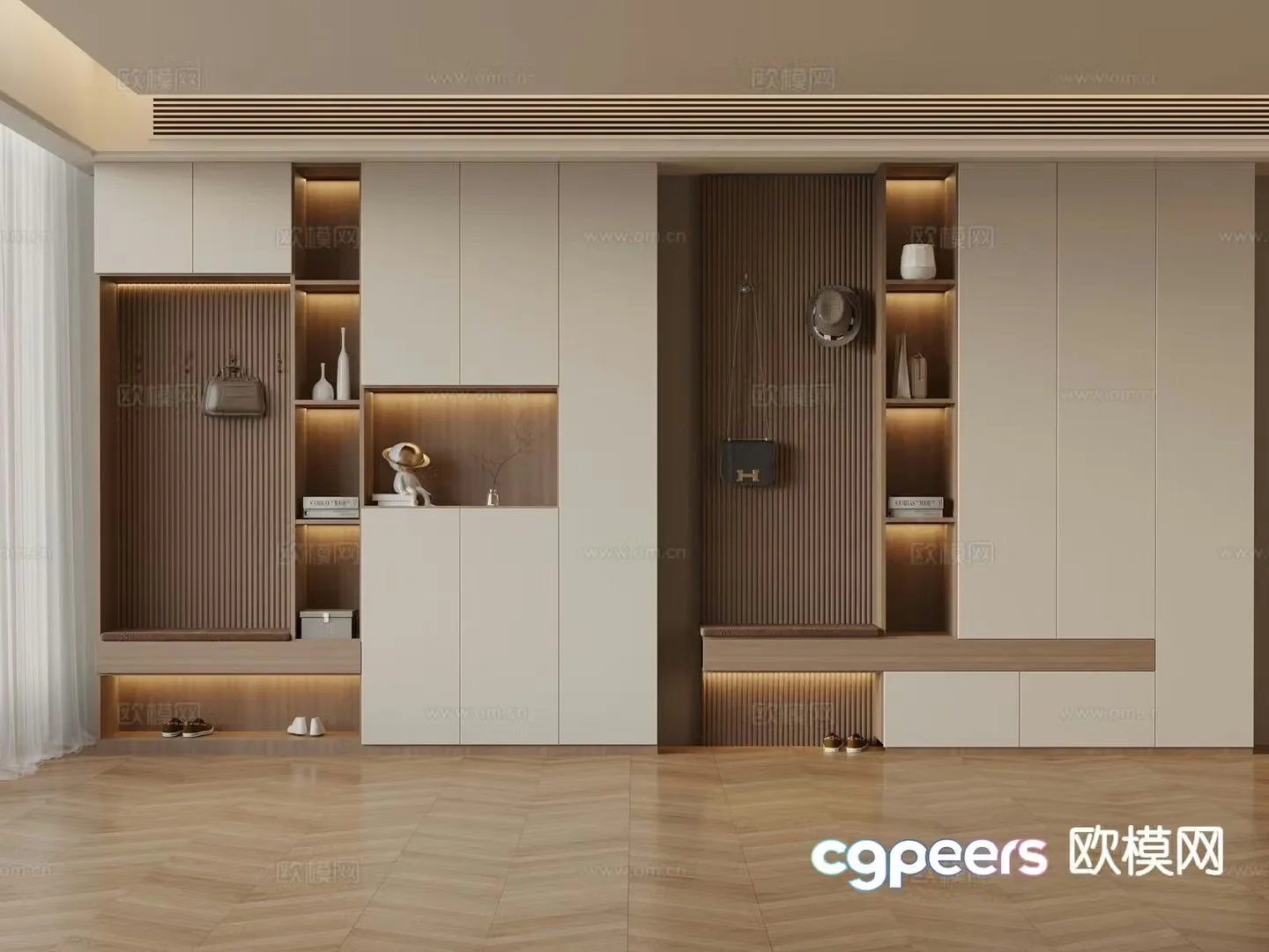 Modern entrance shoe cabinet 3d model