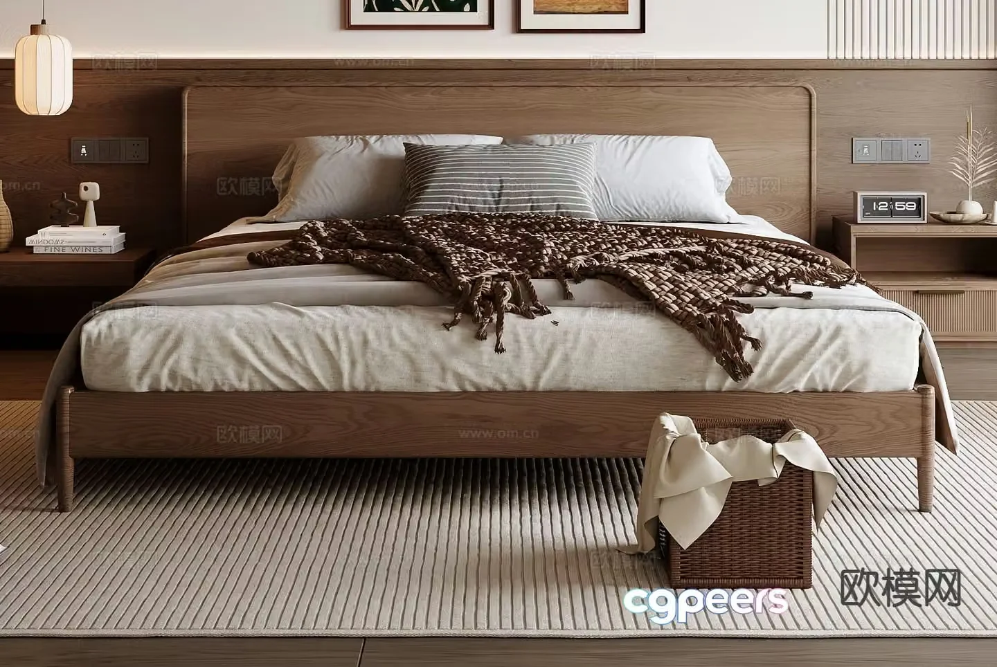 Medieval style double bed 3d model