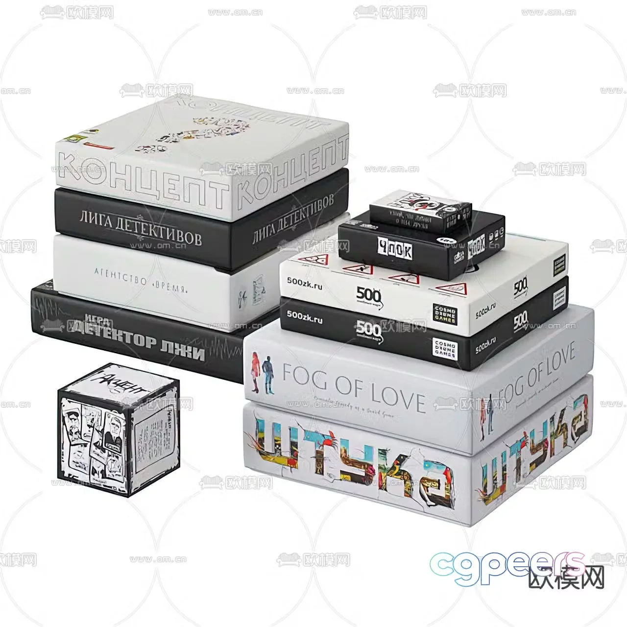 Modern puzzle tabletop game playing cards 3d model