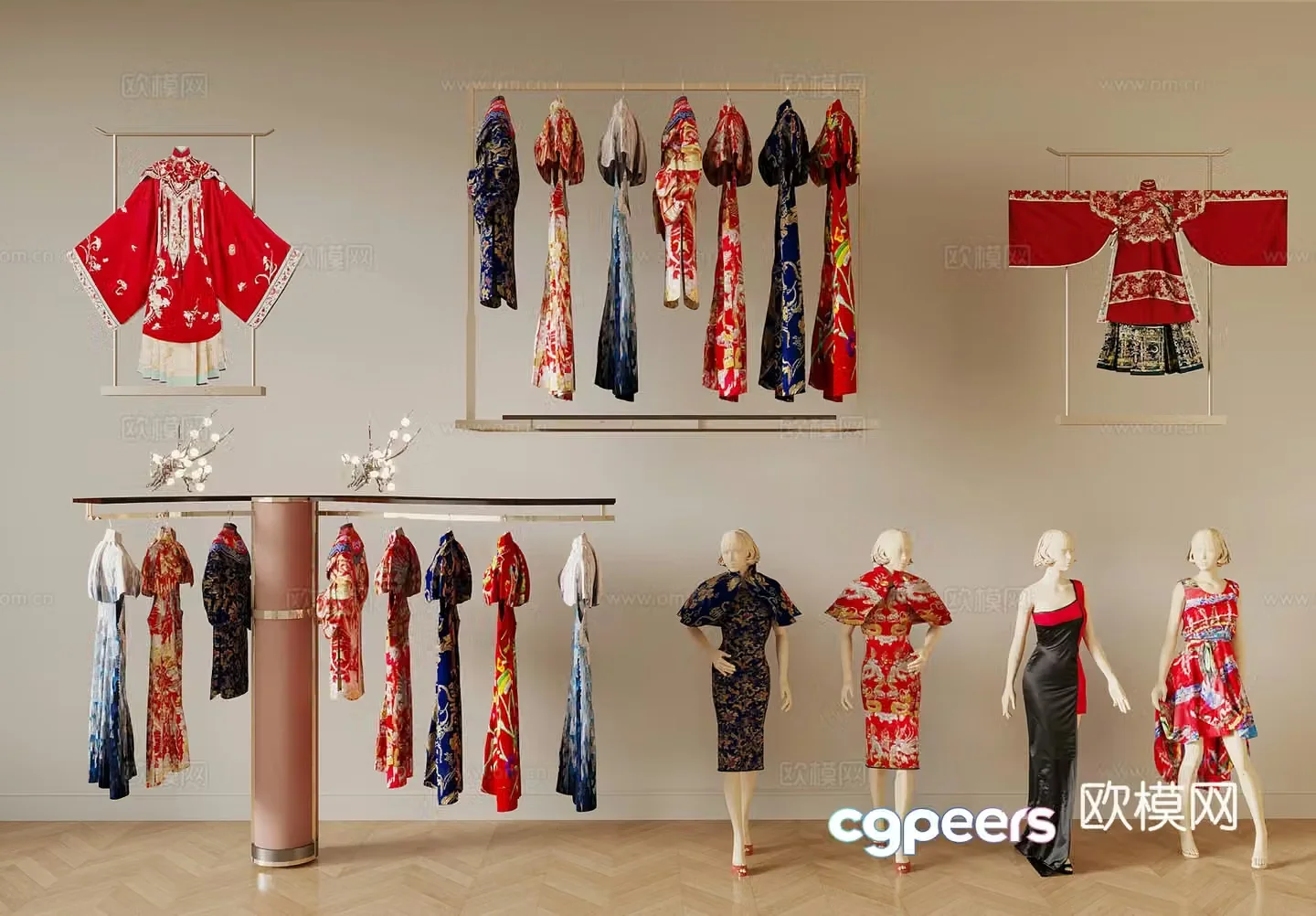 Clothes Chinese Cheongsam Xiuhe Clotheshang 3D Model