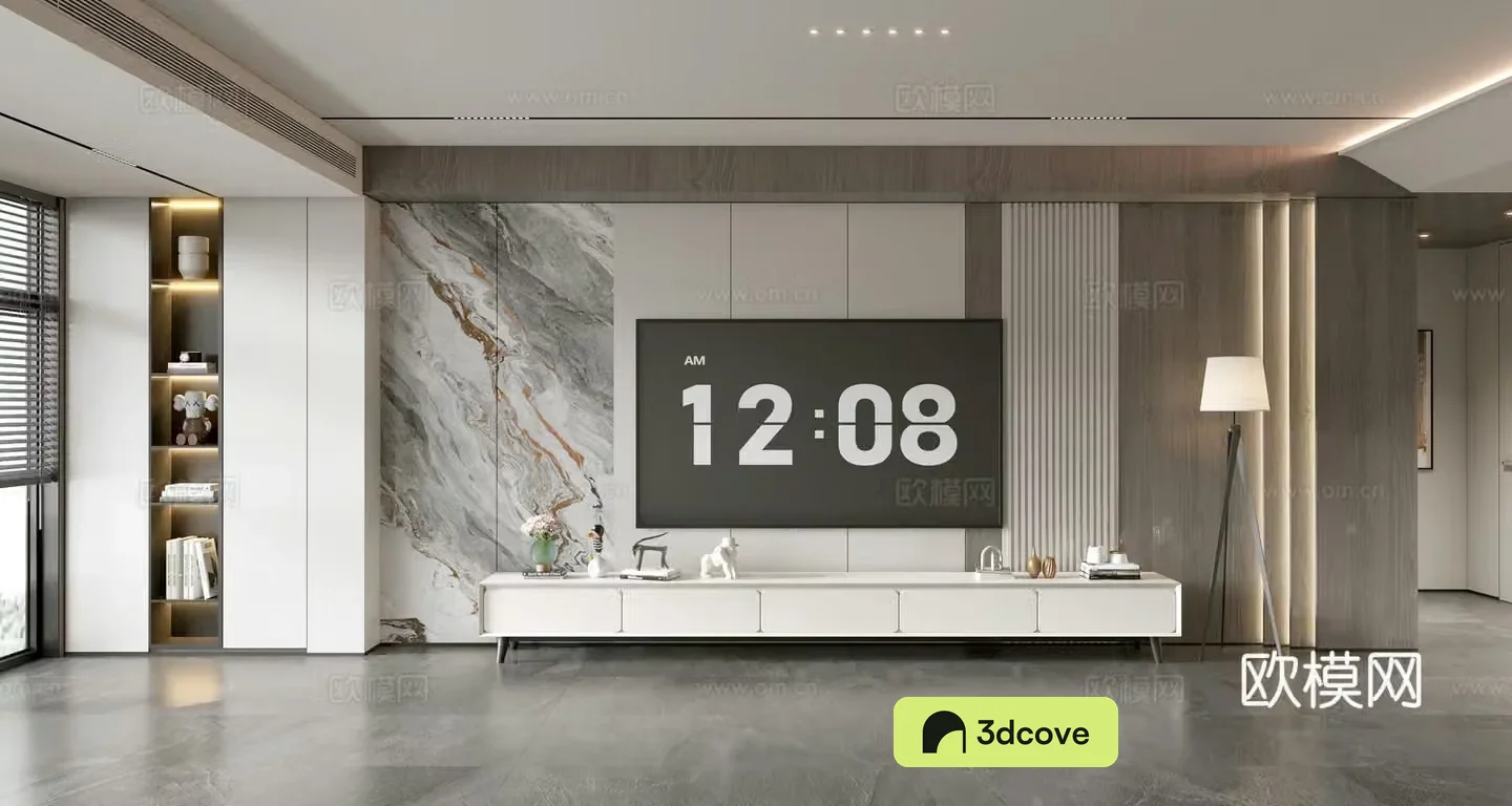 Modern simple living room light luxury TV background wall TV set full wall TV cabinet combination