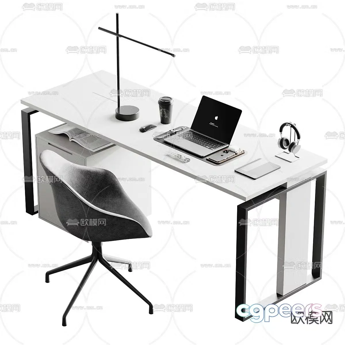 Office desk and chair supervisor desk 3d model