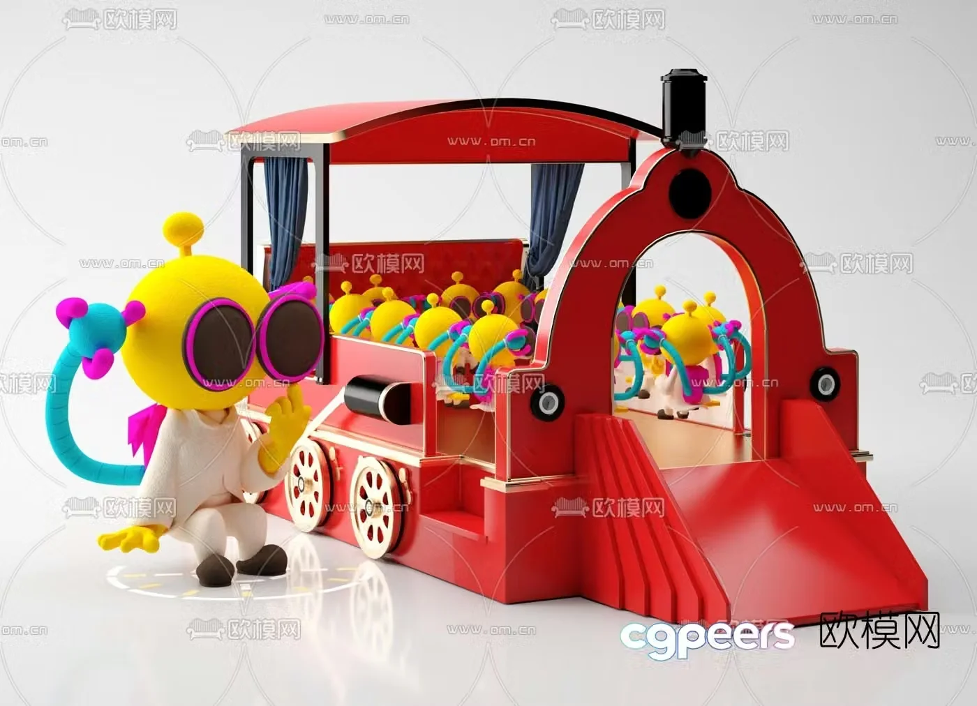 Modern locomotive ragdoll toy 3d model