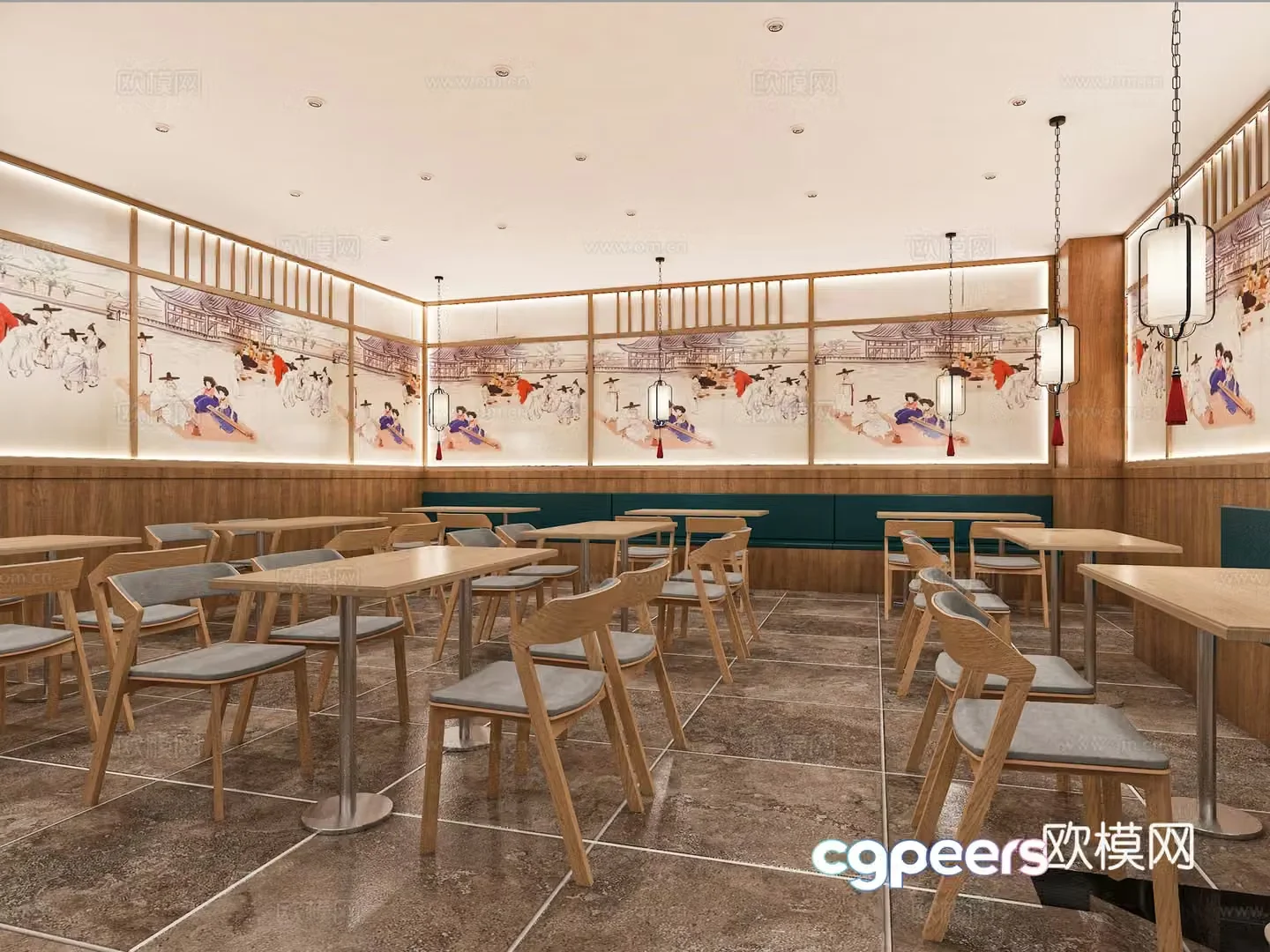 Korean senior canteen 3D model