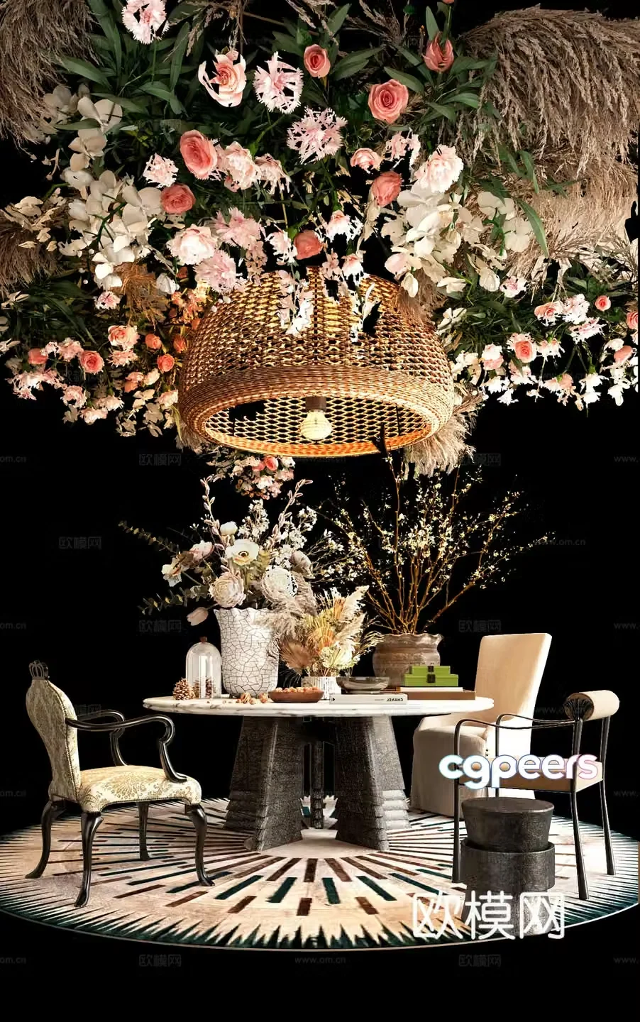 Modern table ornament vase chandelier 3d model