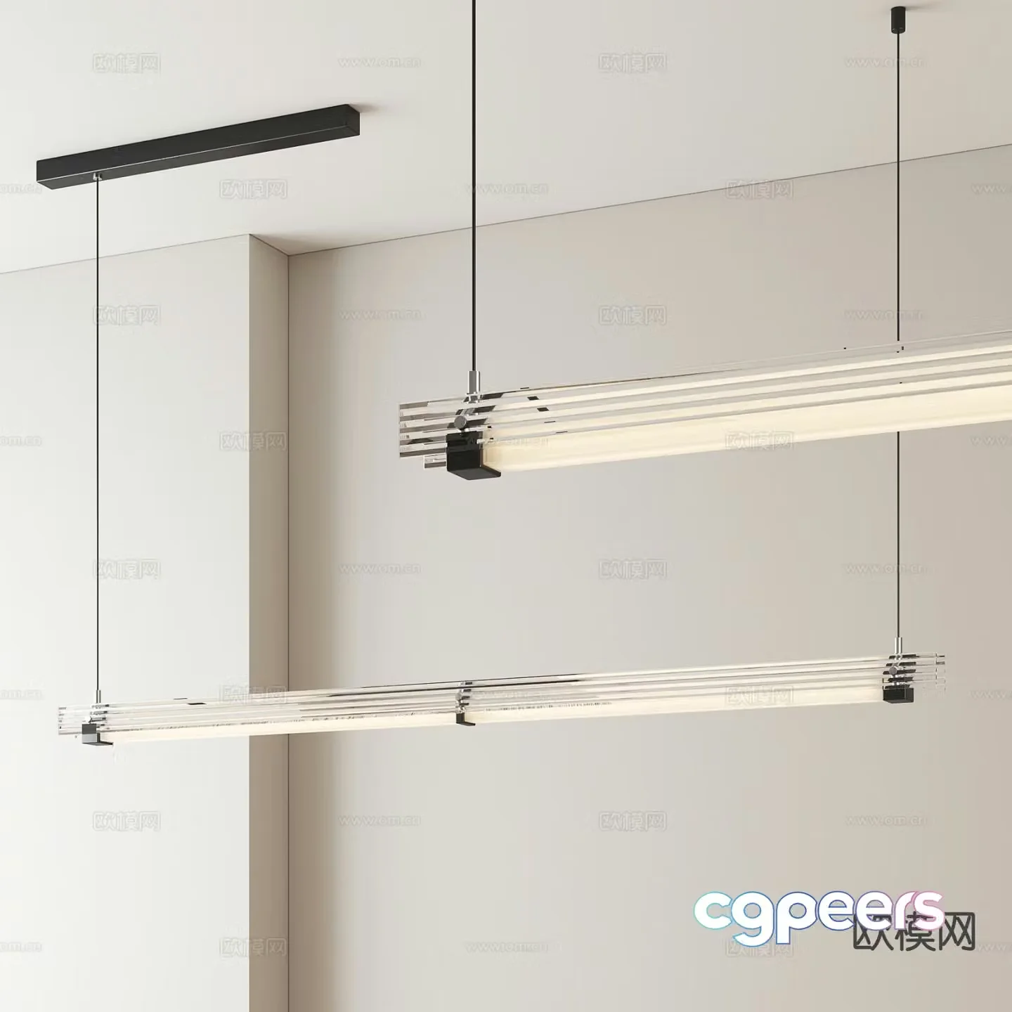 Office chandelier long chandelier 3d model