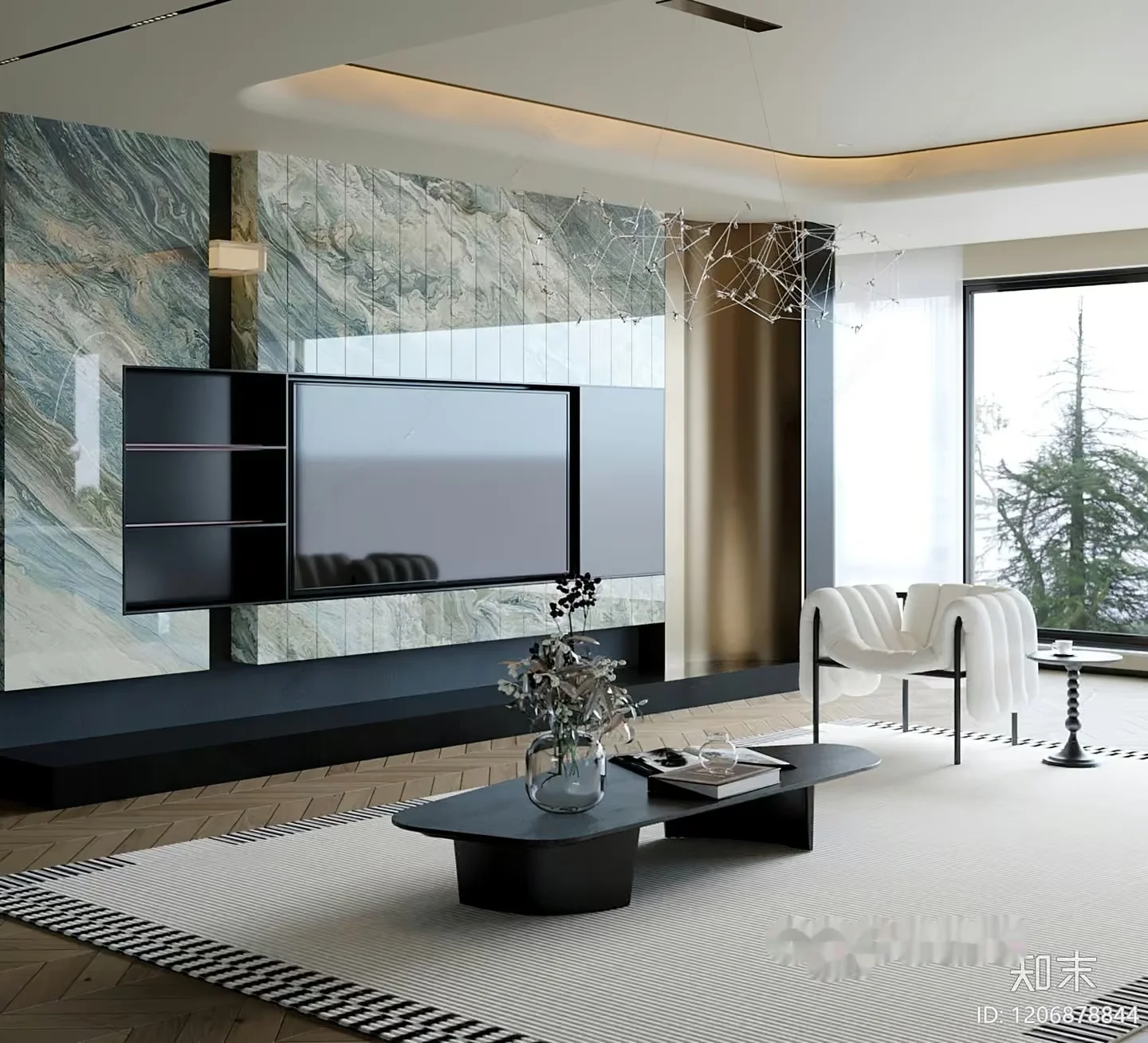 Modern Living Room 3D Model – 8913 – CORONA Render