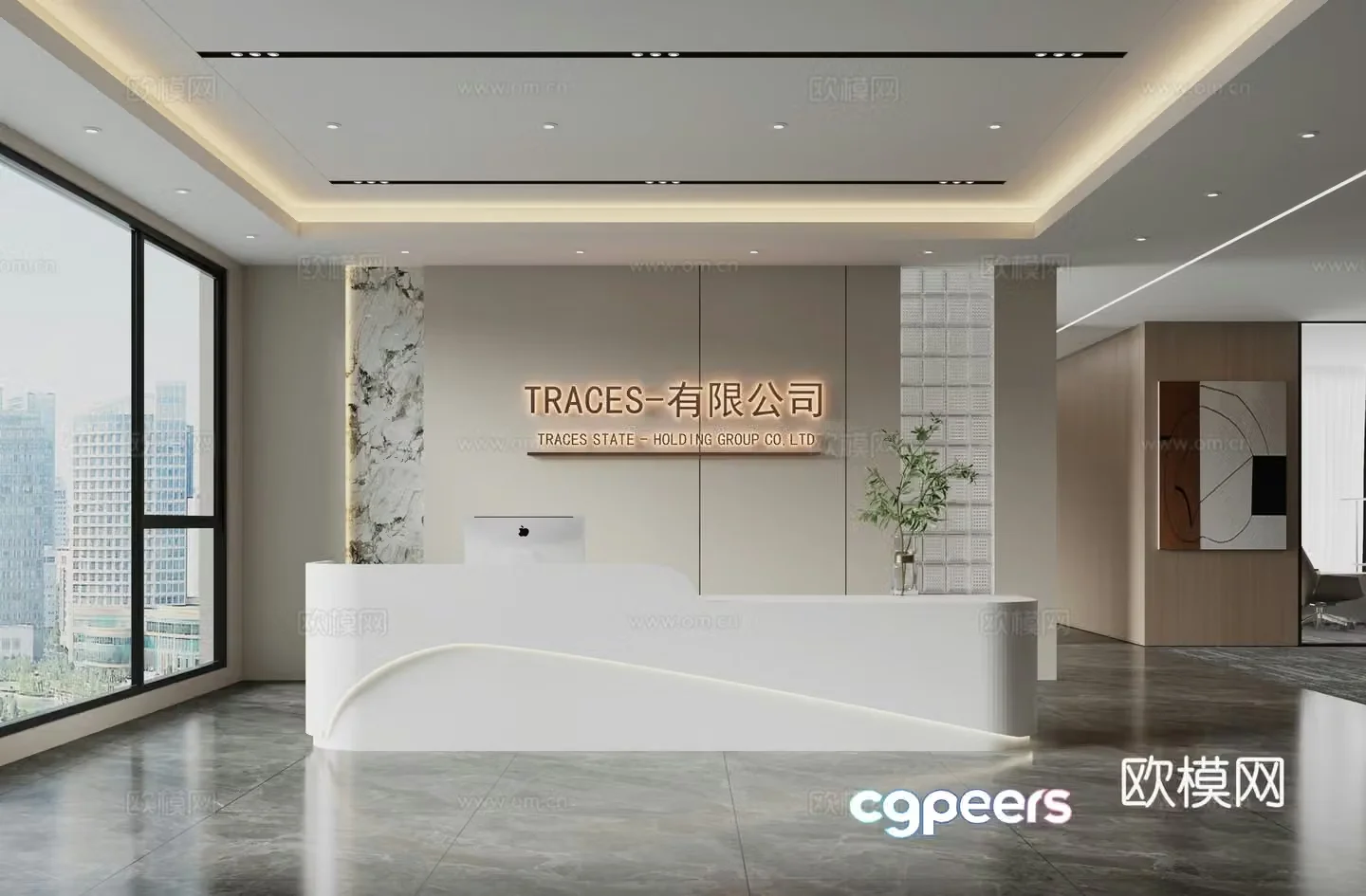 Modern company front desk 3D model