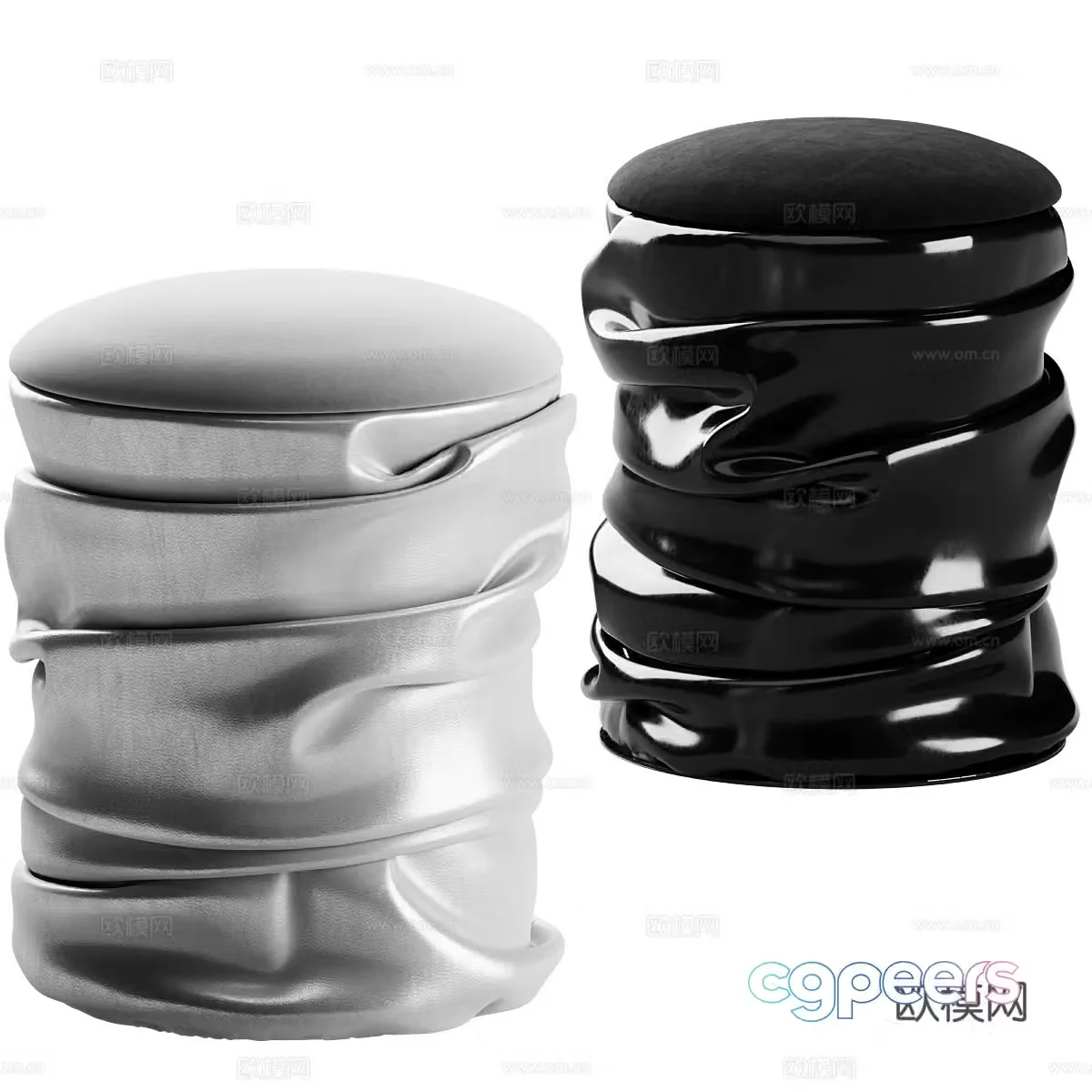 Modern minimalist barrel pouf 3D model