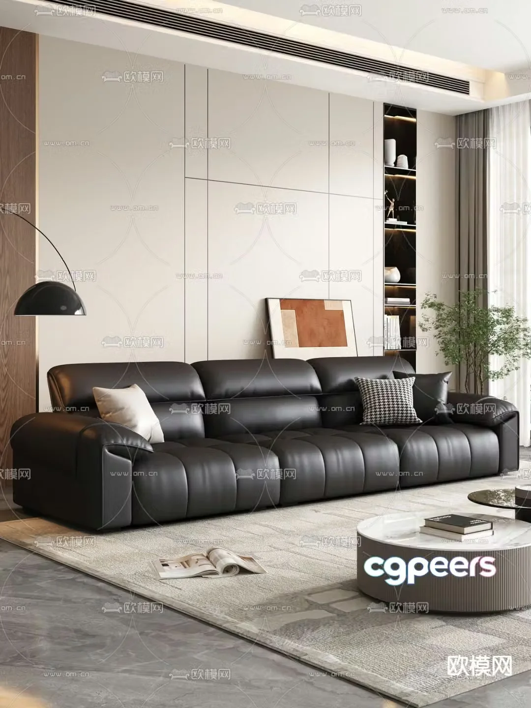 leather sofa three seater sofa 3d model