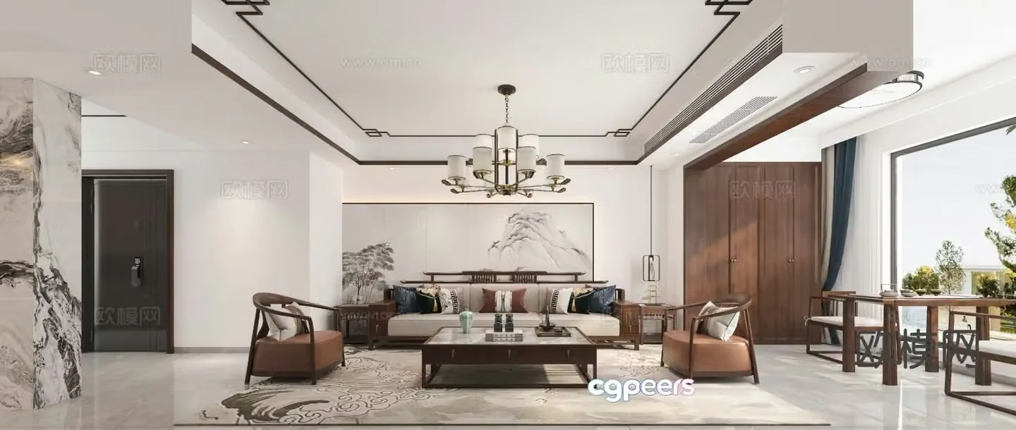 New Chinese style living room 3d model