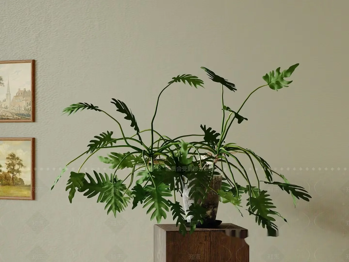 A Plant On A Wooden Table 3D Model – 8723 – CORONA Render