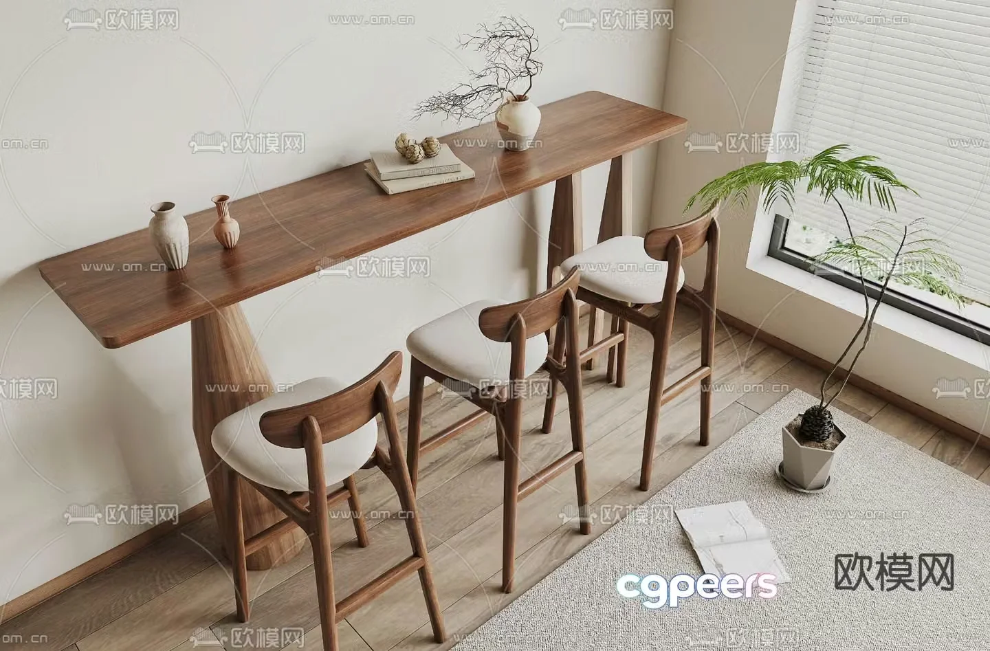 Wabi-sabi bar chair 3d model