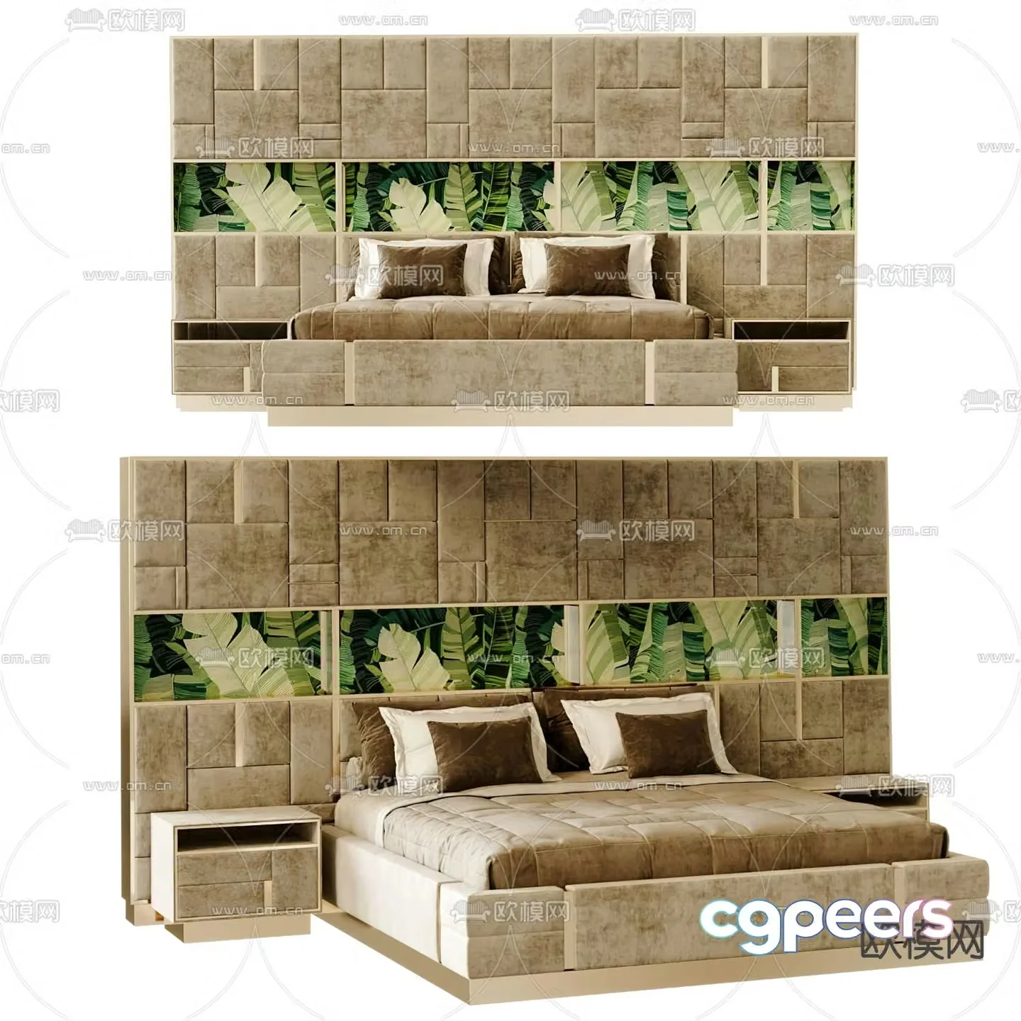 Modern double bed 3d model