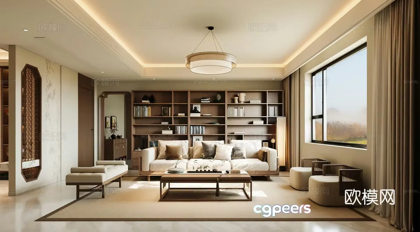 Song style living restaurant Song style aesthetics New Chinese style living restaurant Zen 3D model