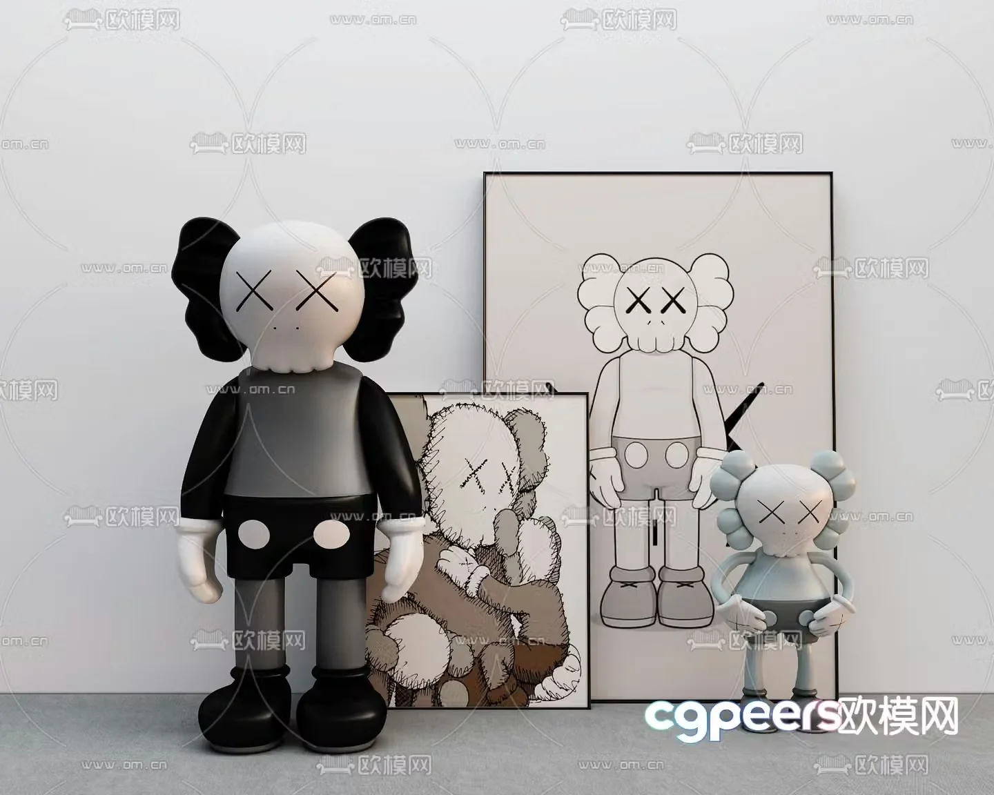 Modern kaws doll trendy 3d model