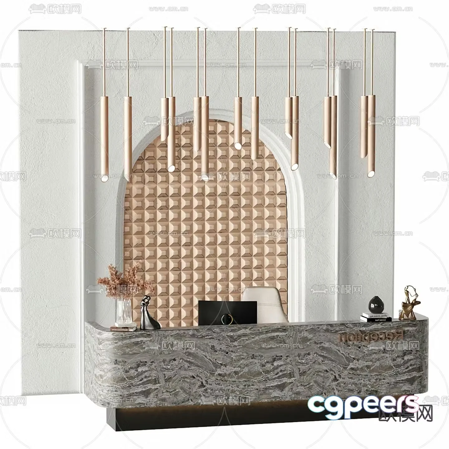 Modern front desk reception desk service desk 3d model