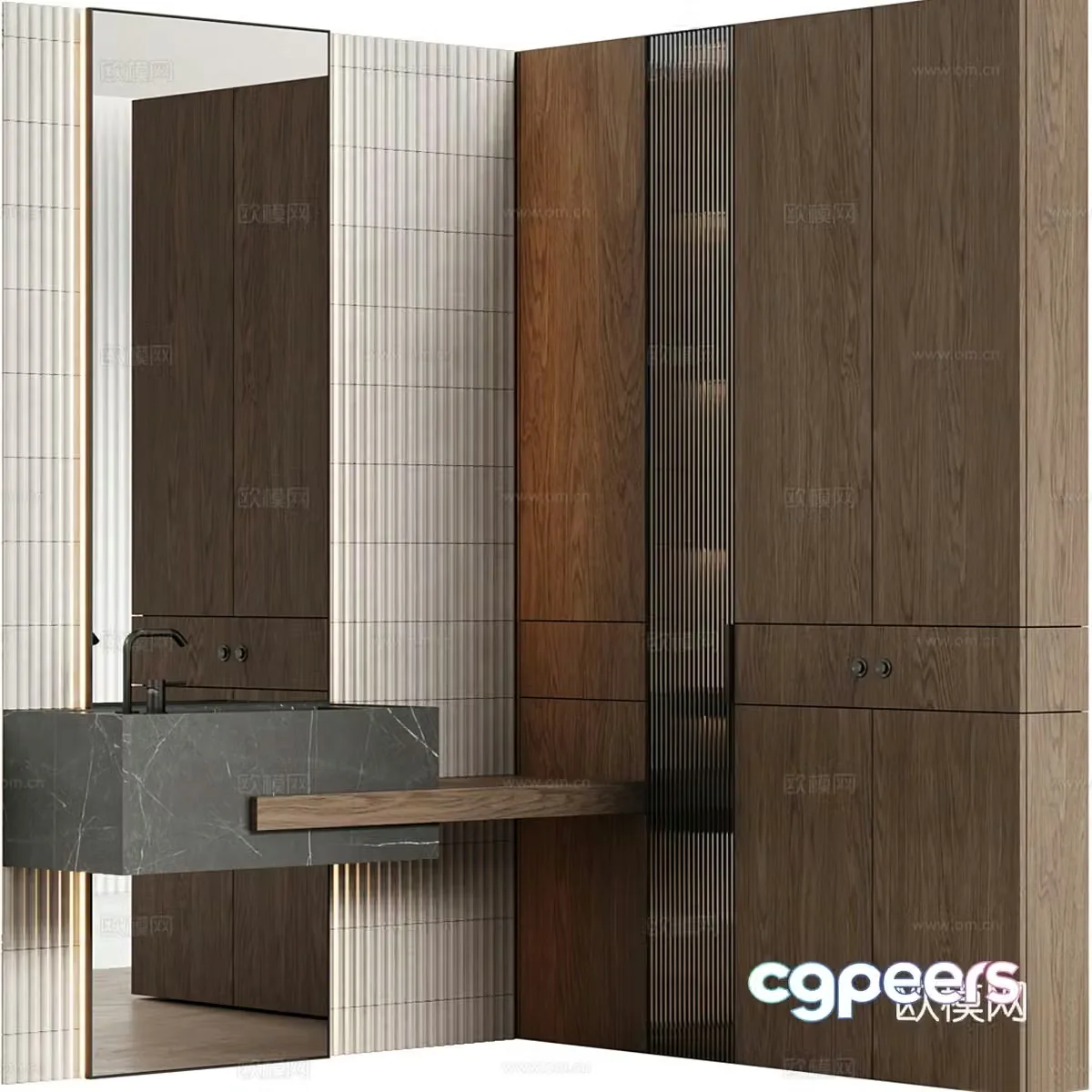 New Chinese style wall decoration bathroom cabinet 3D model