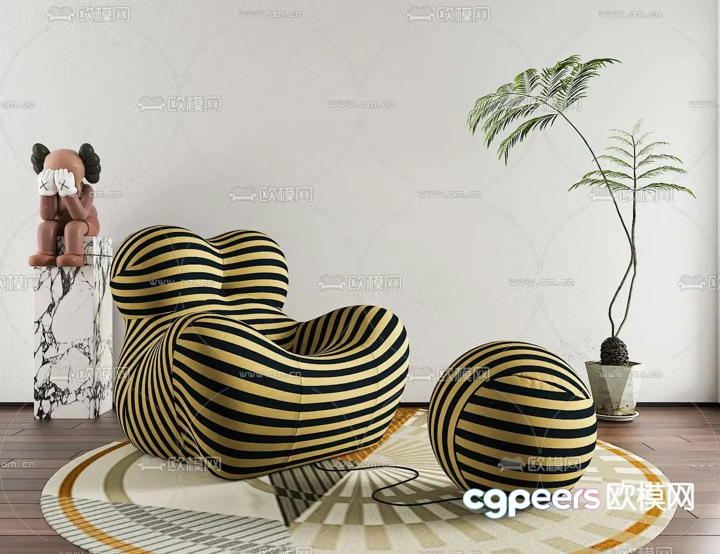 Modern lazy sofa mother’s arms sofa 3d model