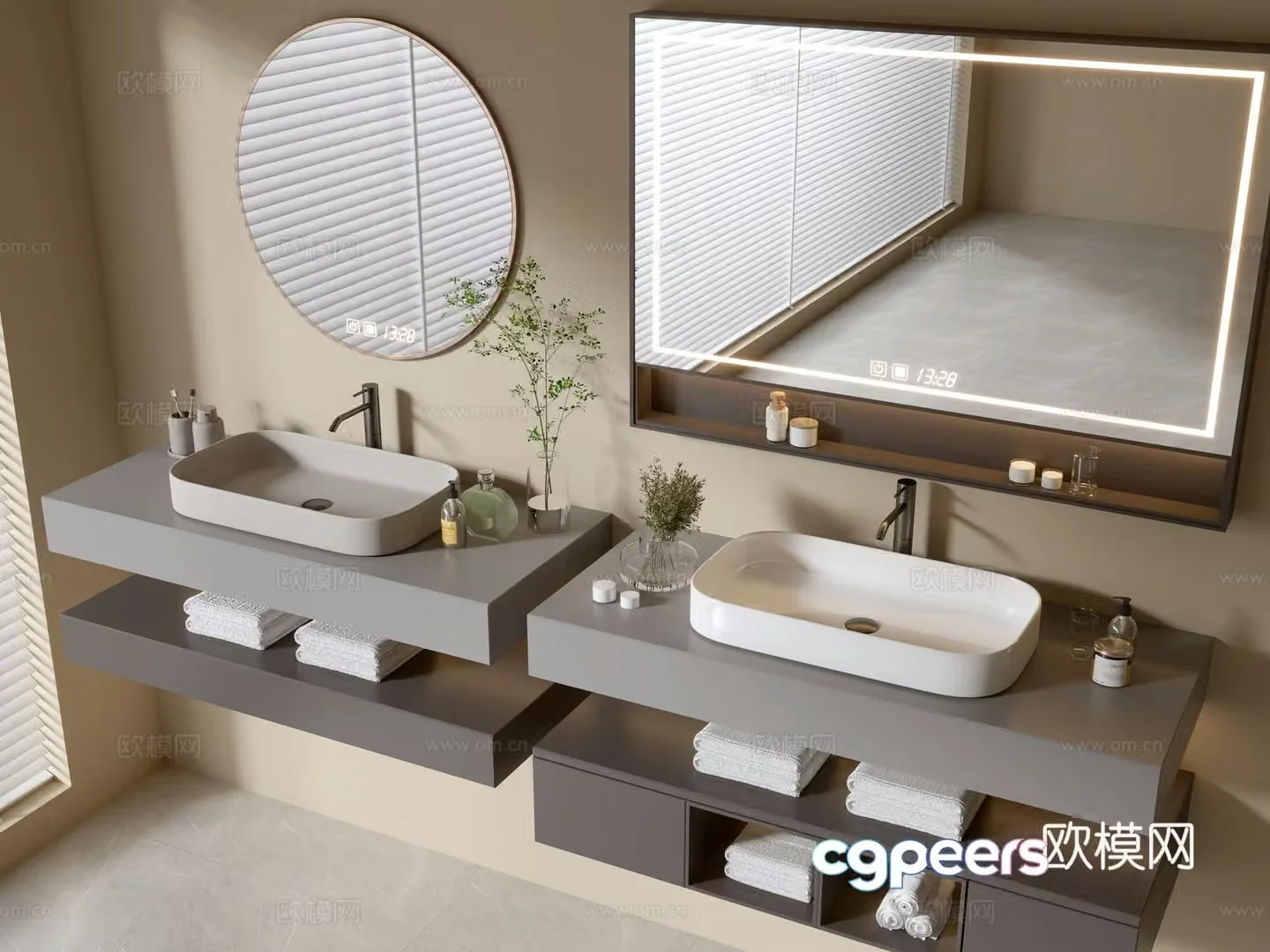 Modern bathroom cabinet bathroom basin bathroom ornaments mirror cabinet sink 3d model
