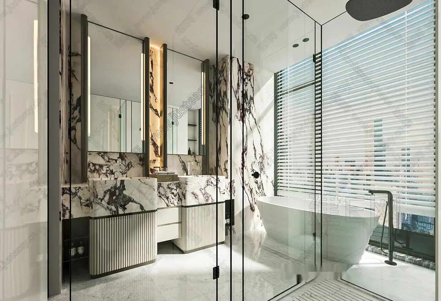 Modern Bathroom Design 3D Model – 9804 – VRAY Render