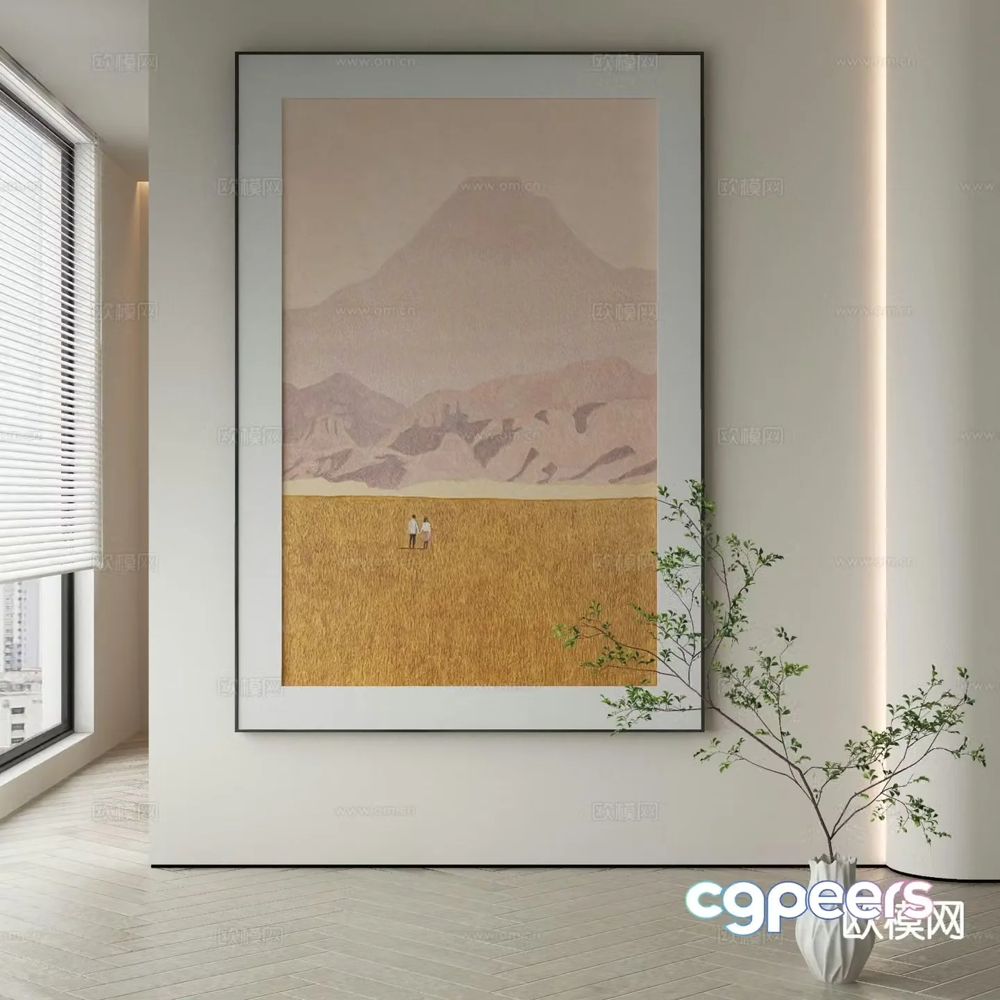 Modern oil painting landscape painting decorative painting 3d model