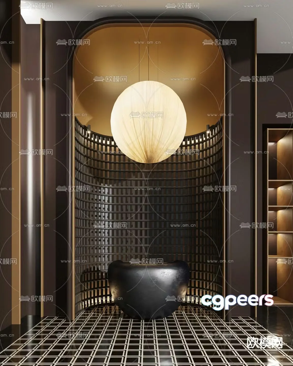 Modern front desk reception desk service desk 3d model