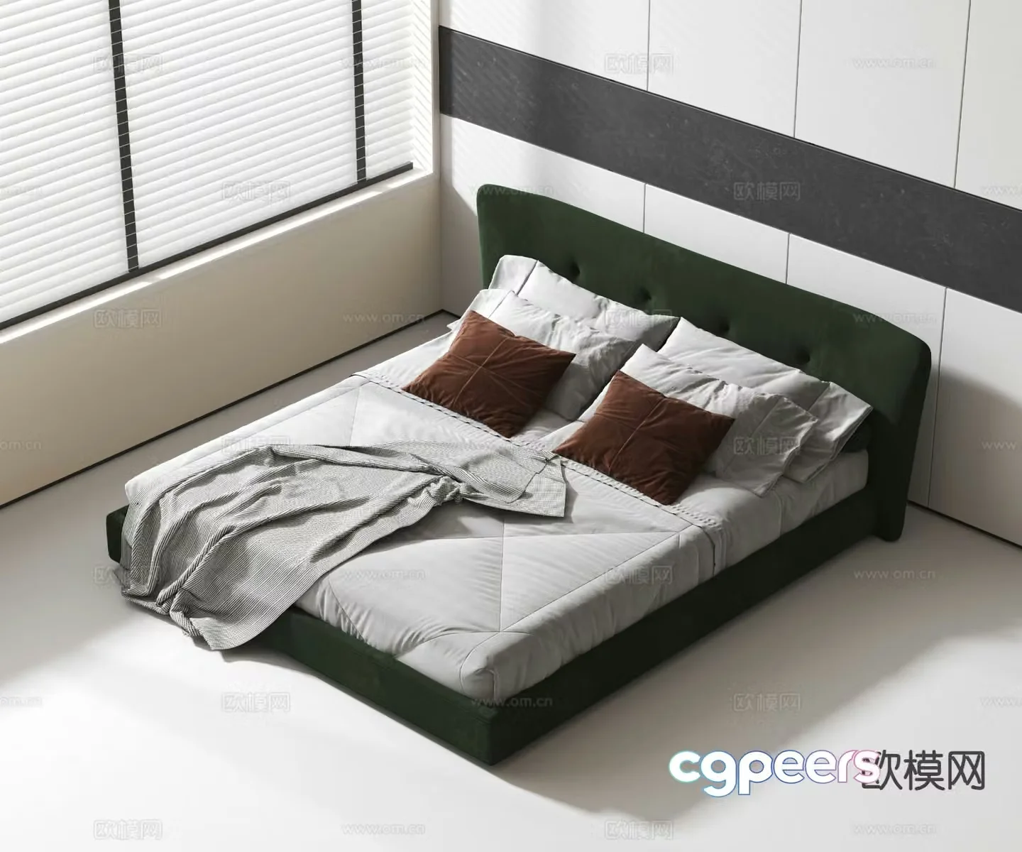 Modern double bed 3d model