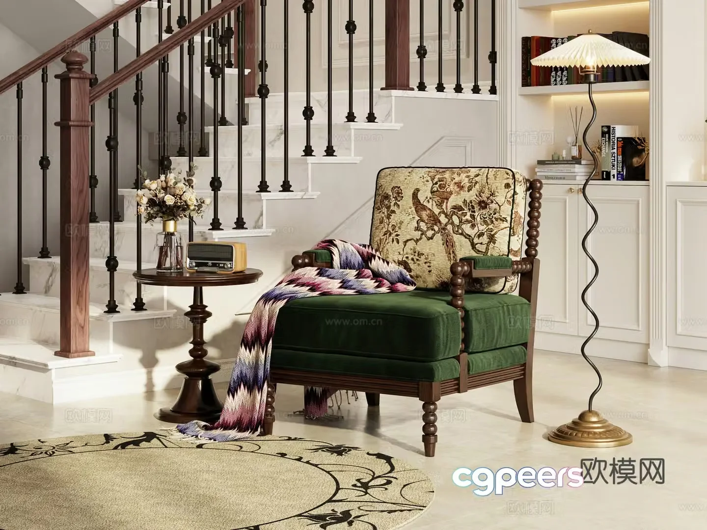 American single sofa 3D model