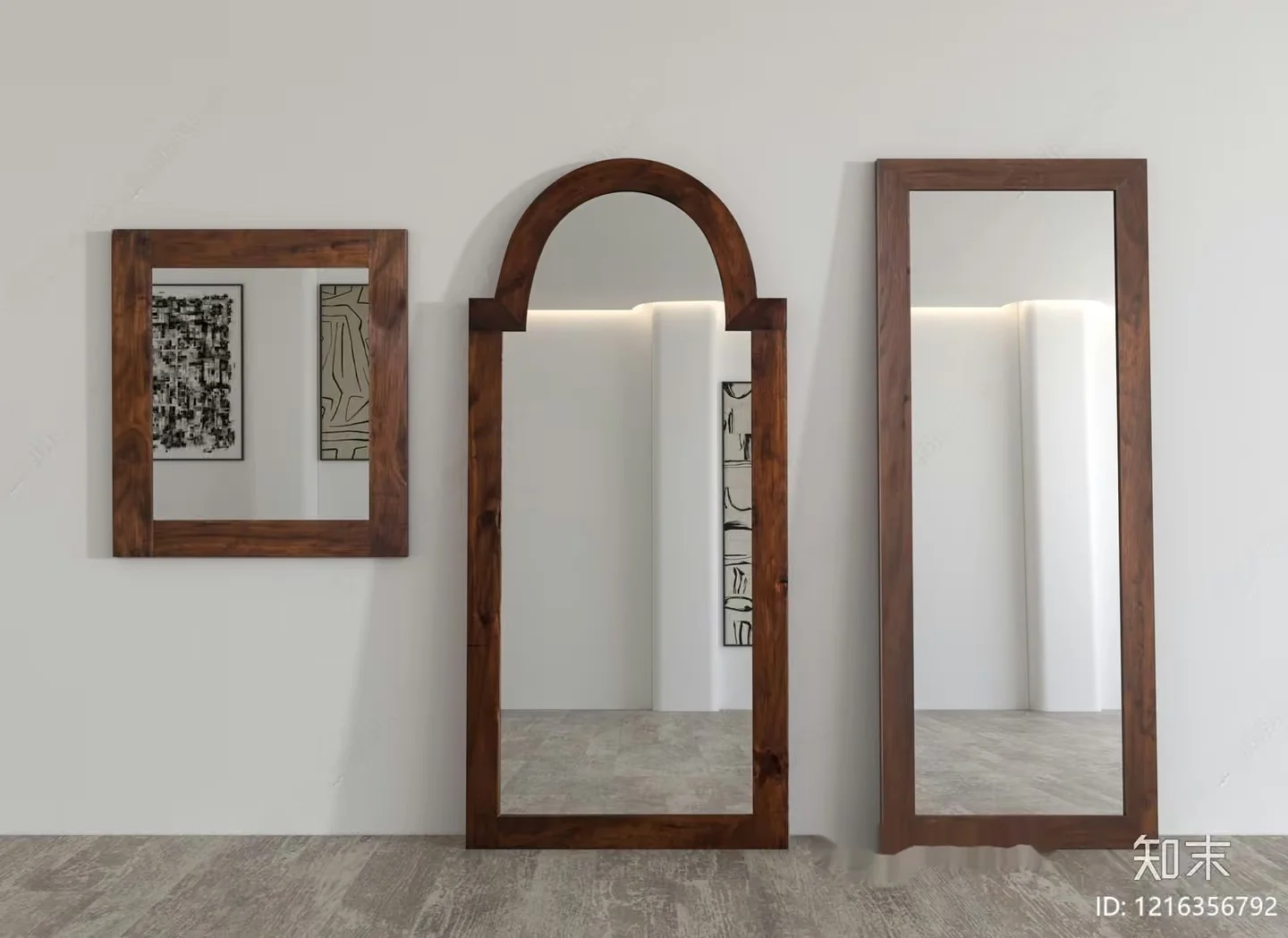 Brown Wooden Mirrors 3D Model – 14555 – VRAY Render