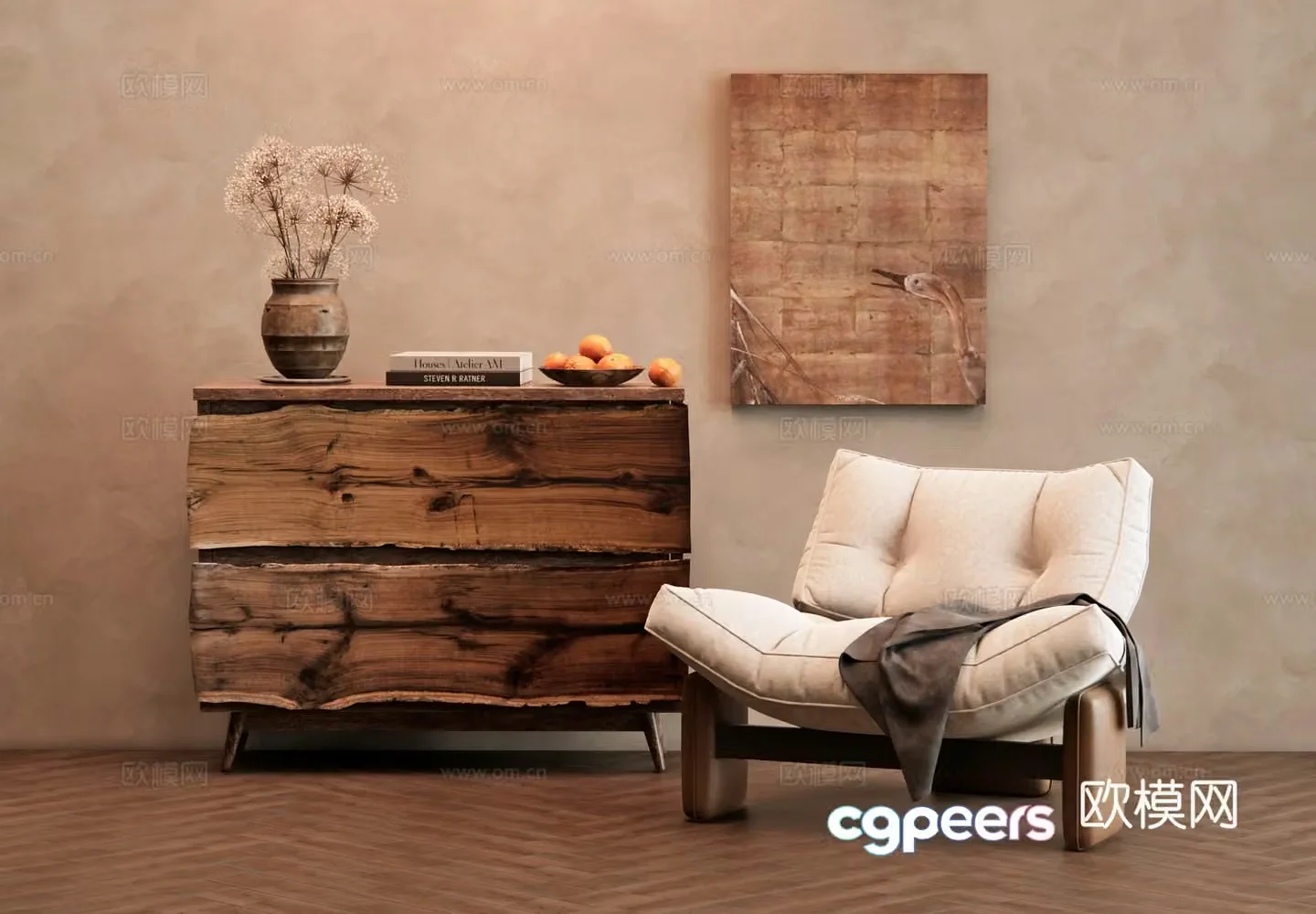Wasabi Entrance Cabinet Leisure Chair Decoration Cabinet Leisure Single Chair Single Sofa Decorative Drawing 3D Model