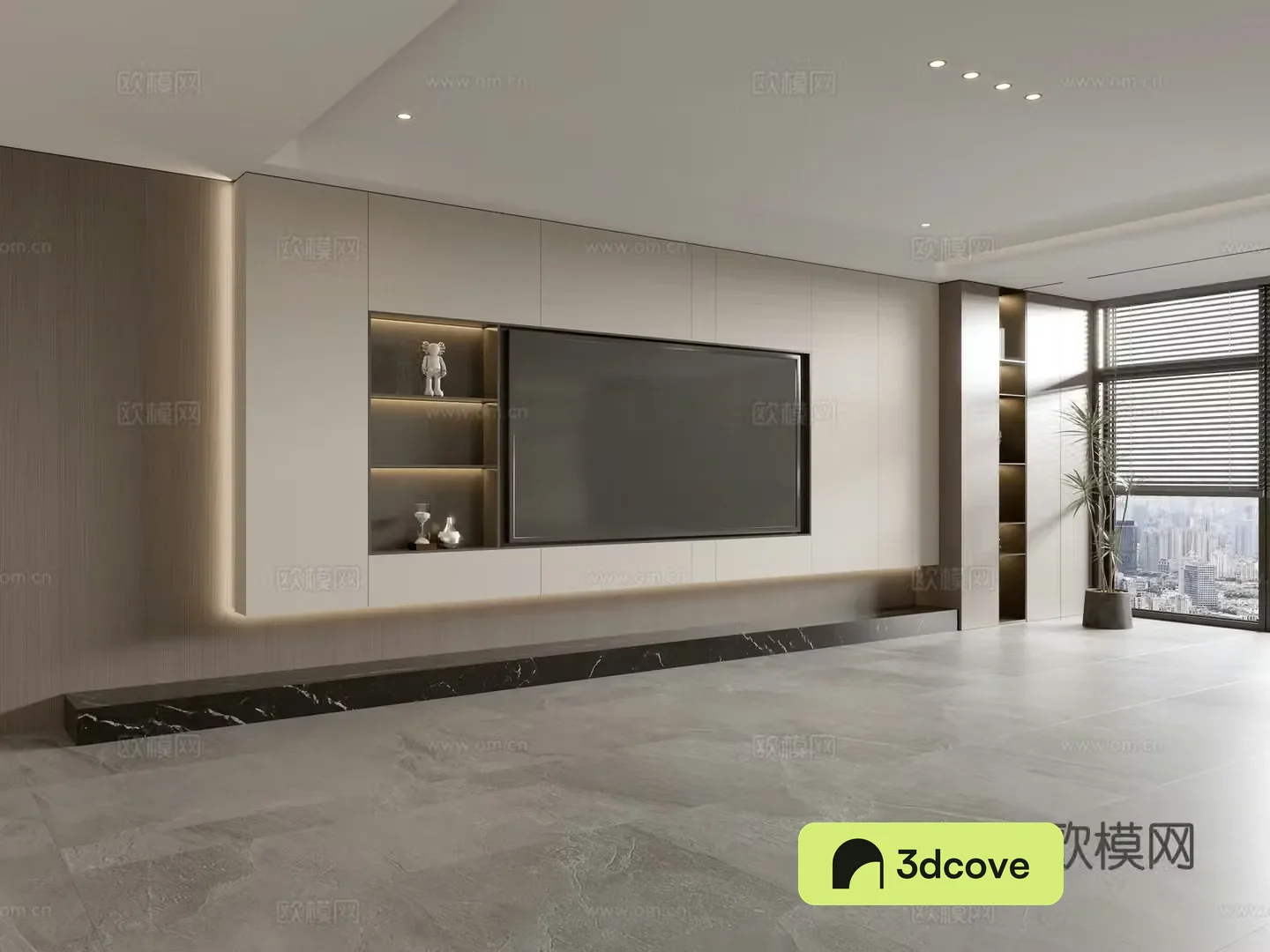 Modern Italian living room light luxury TV background wall full wall TV cabinet