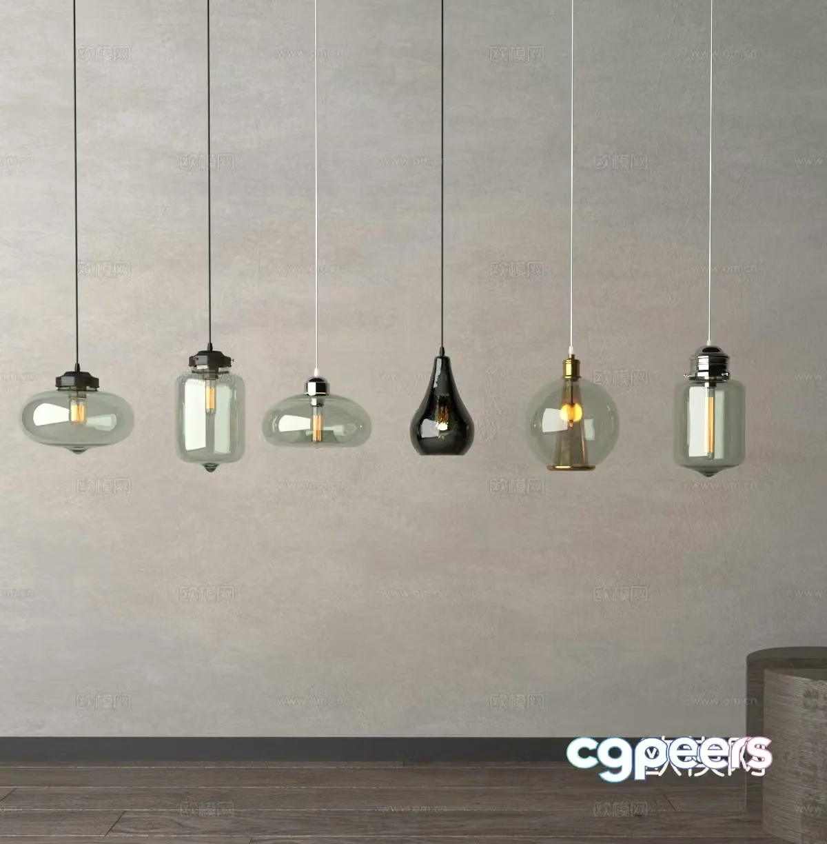 Modern hanging wire lamp Small chandelier 3d model