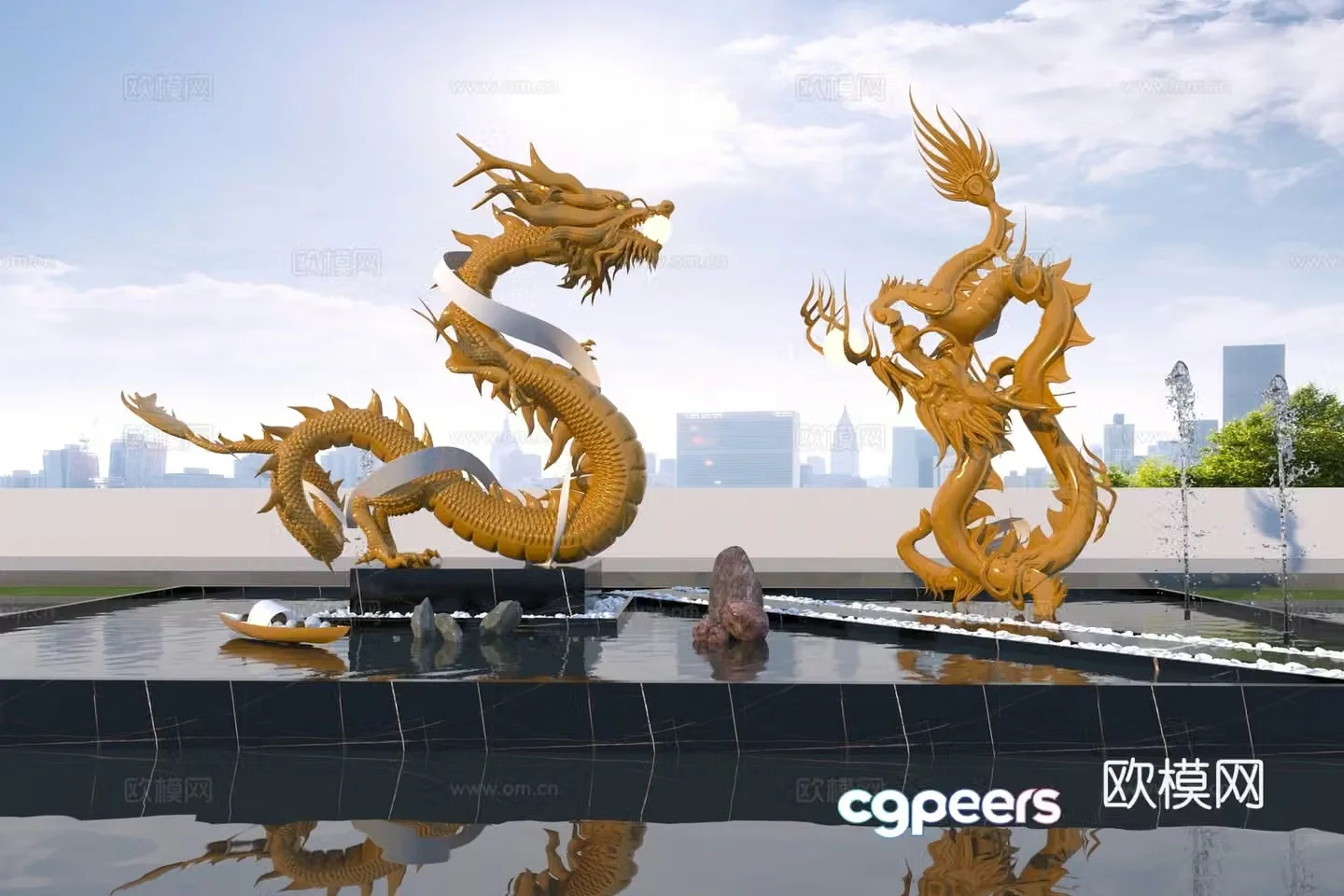 Modern dragon sculpture sketch 3d model