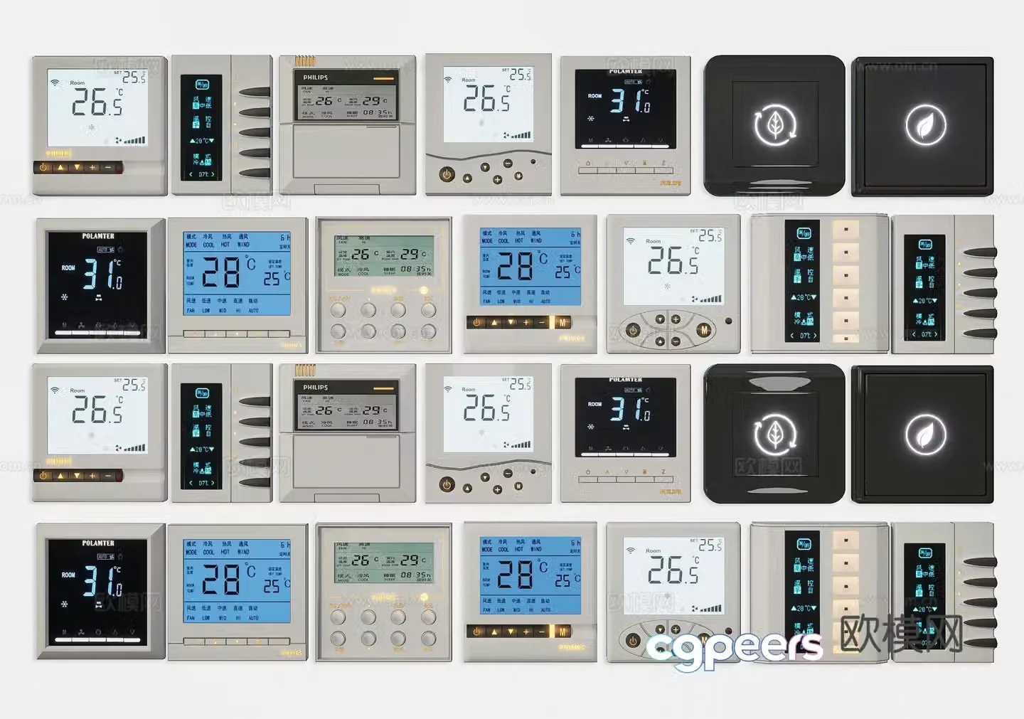 Modern air conditioning switch panel Smart switch panel Hotel switch Air conditioning equipment switch panel 3D model