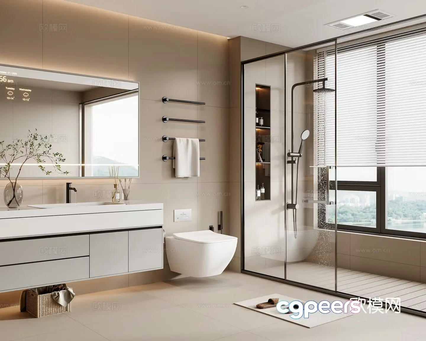 Creamy style bathroom 3d model