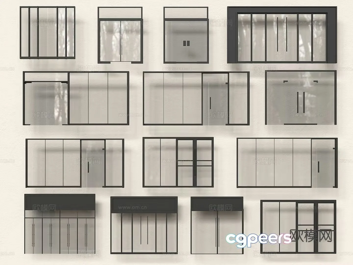 Glass door Modern glass partition Company partition Office partition Office glass door 3d model
