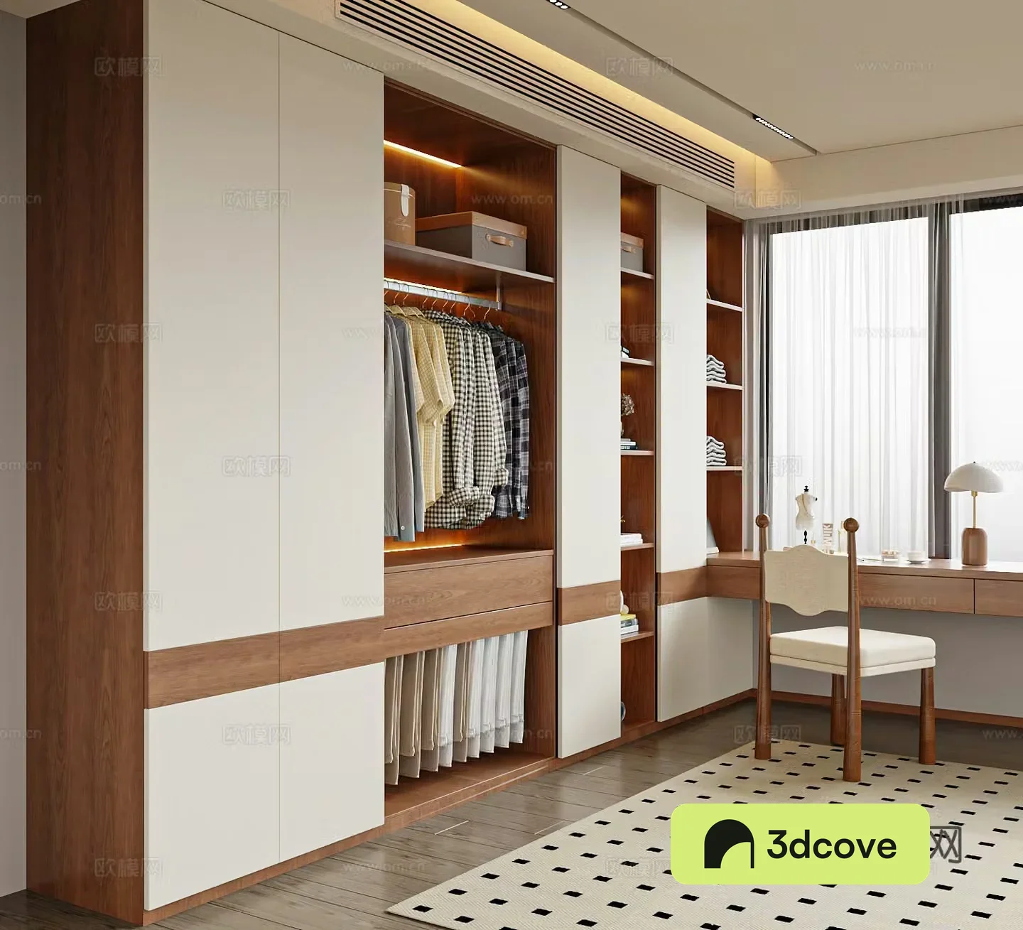 Modern medieval wind wardrobe dressing table wardrobe integrated
