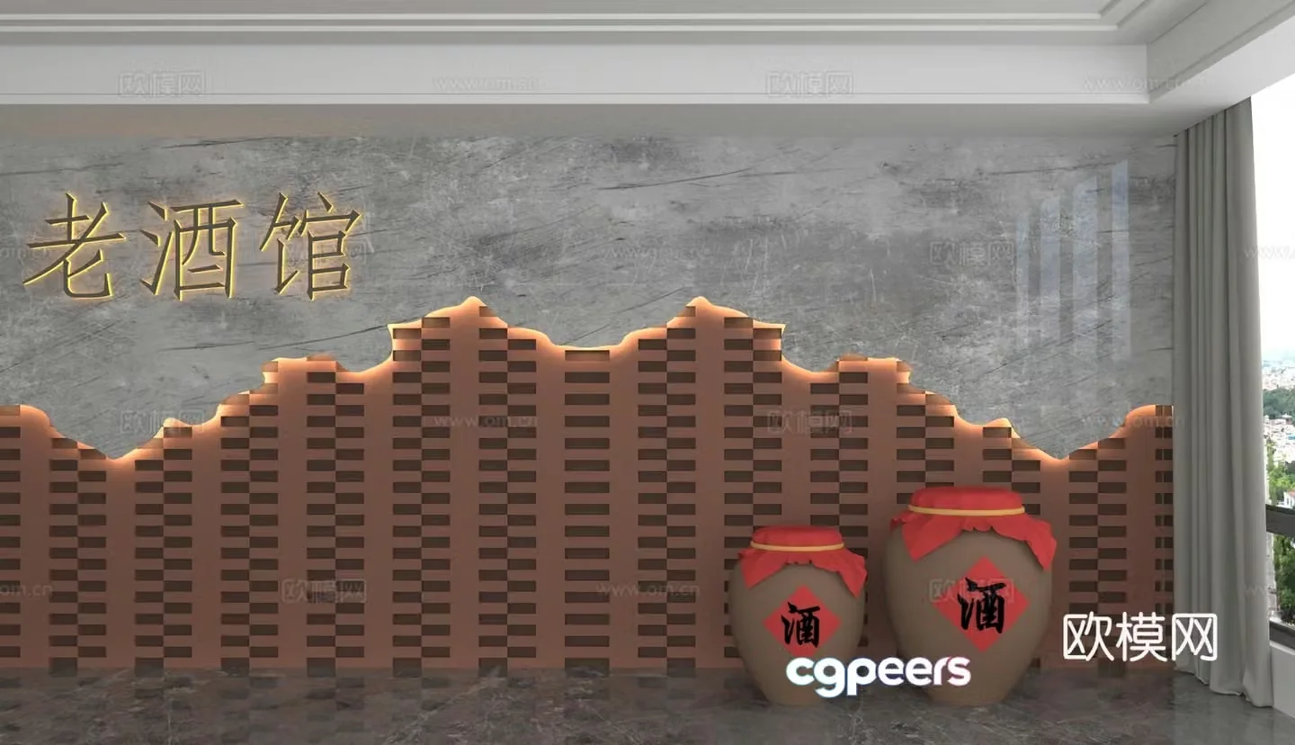 Modern background wall 3d model