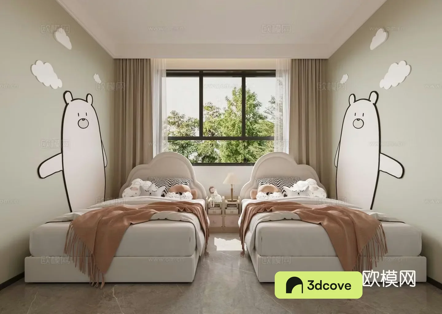 Modern children’s room twin room