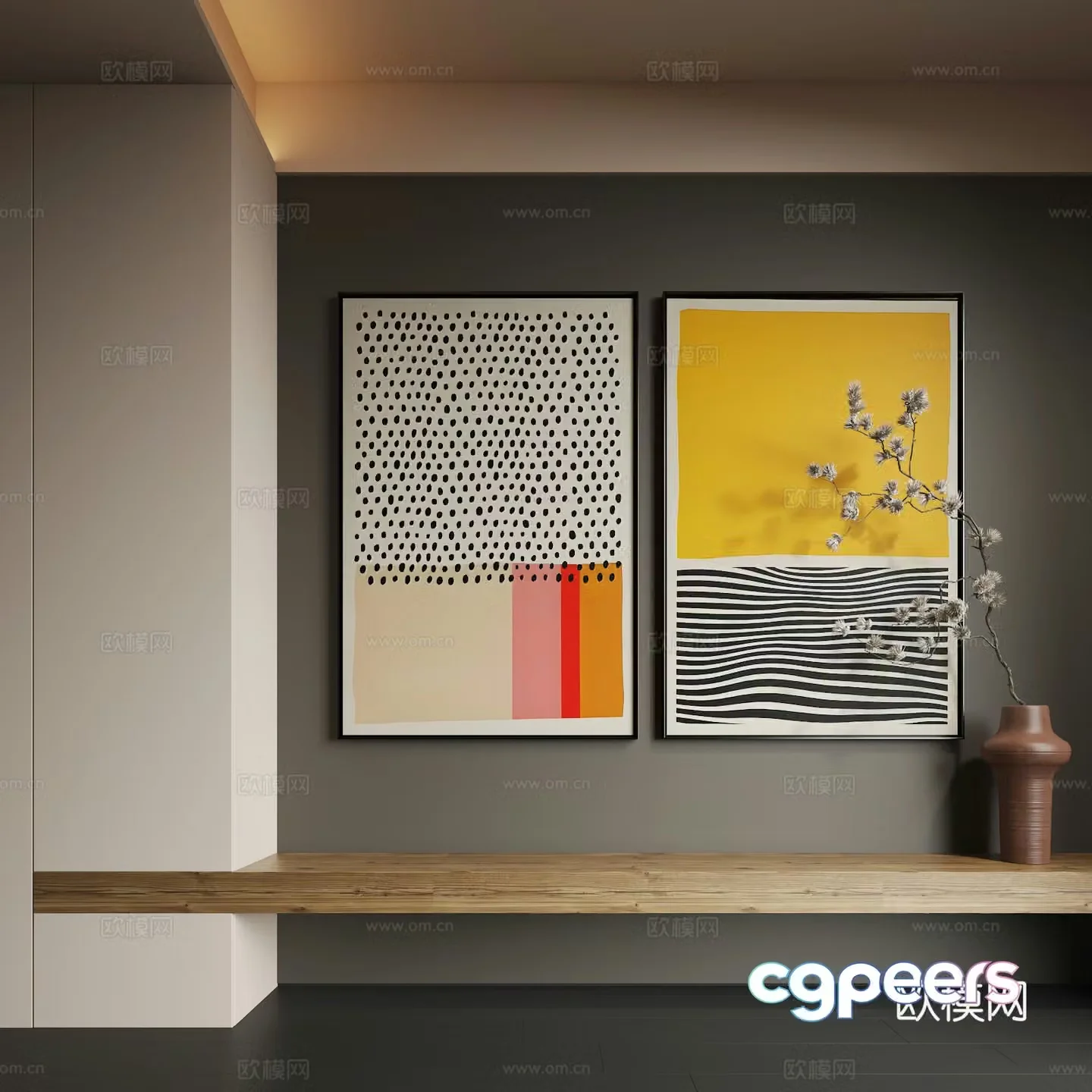 Modern hanging paintings Modern abstract hanging paintings Modern combination paintings Modern minimalist 3D model