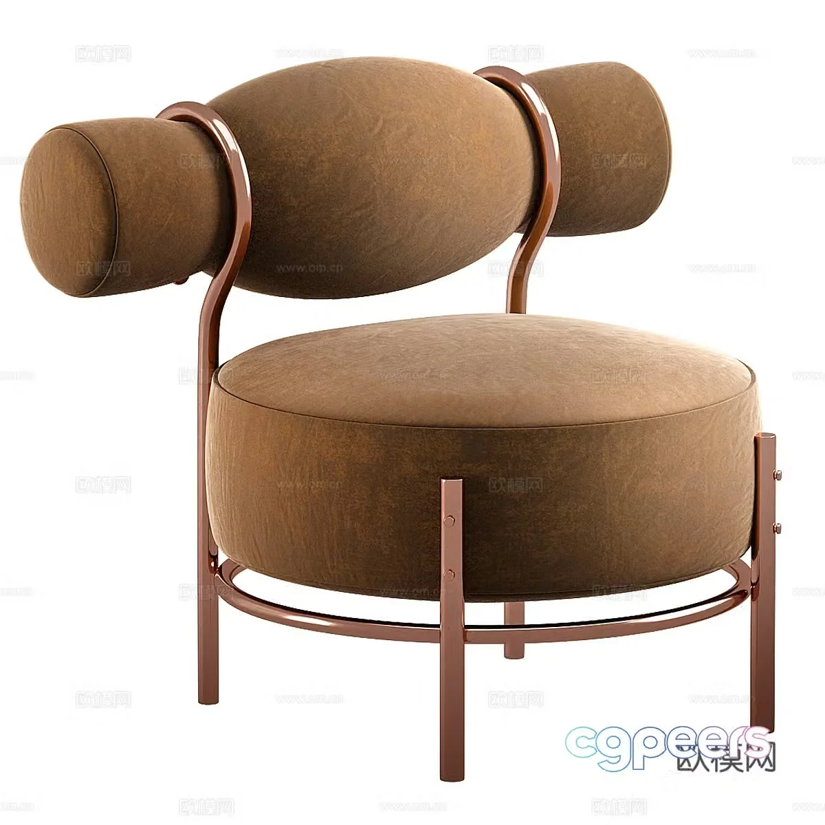 New Chinese style light luxury fabric leisure chair 3D model