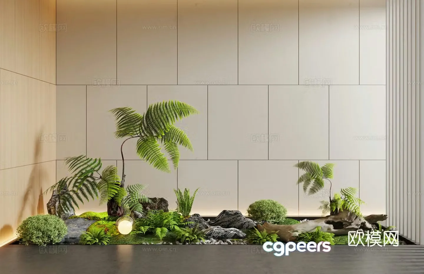 New Chinese-style interior landscape landscaping 3D model