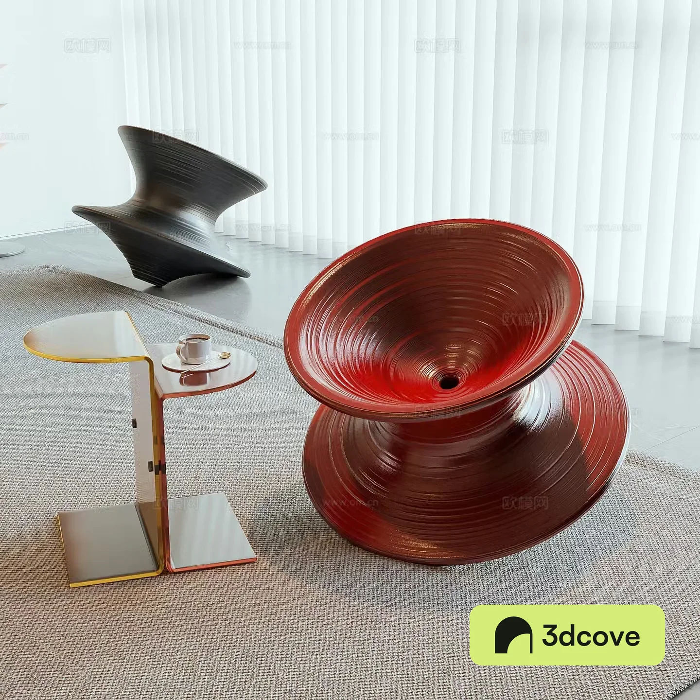 Modern leisure chair Gyro leisure chair Acrylic coffee table Gyro ornaments Dream curtain Carpet