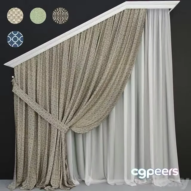 3ds Max Free – Curtain with cornice Ultrawood CR-019