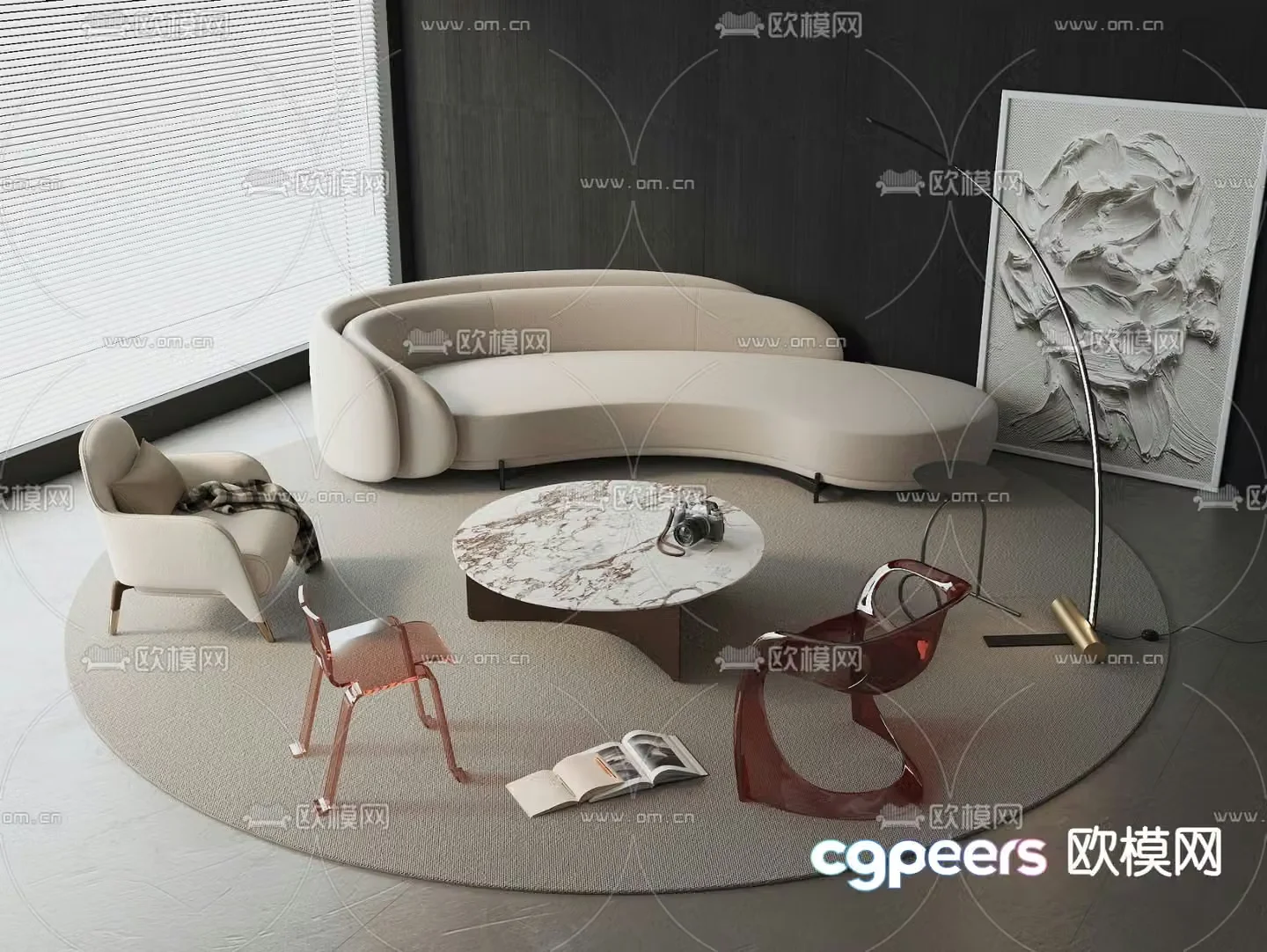Modern modular sofa curved sofa 3d model