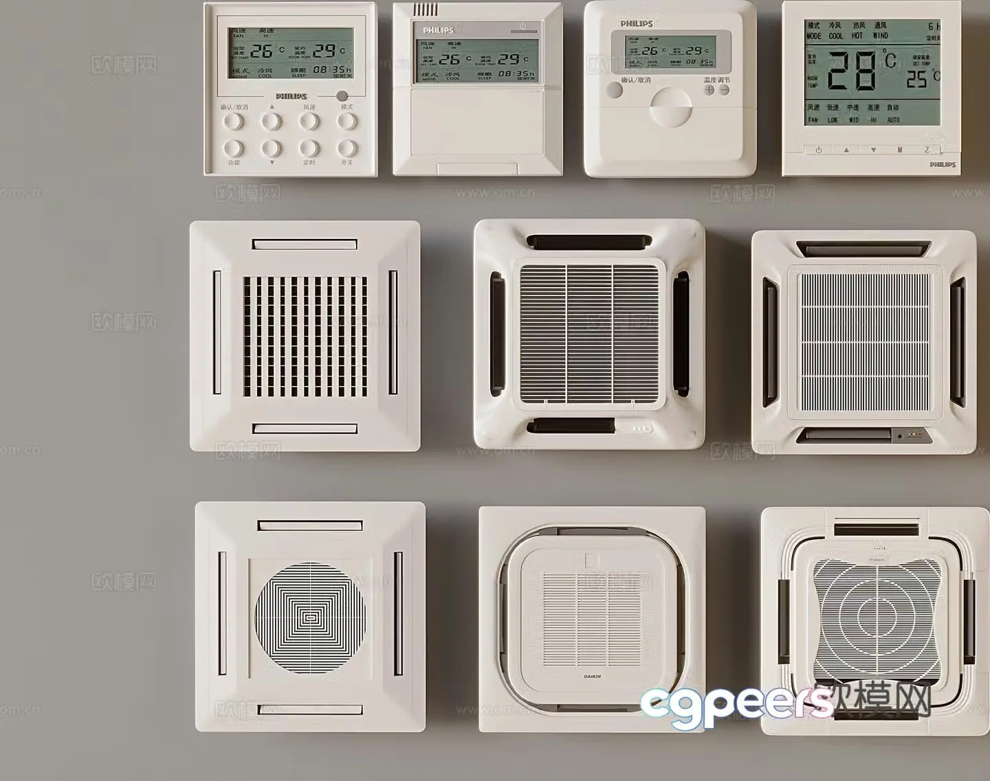 Ceiling central air conditioner temperature controller 3D model