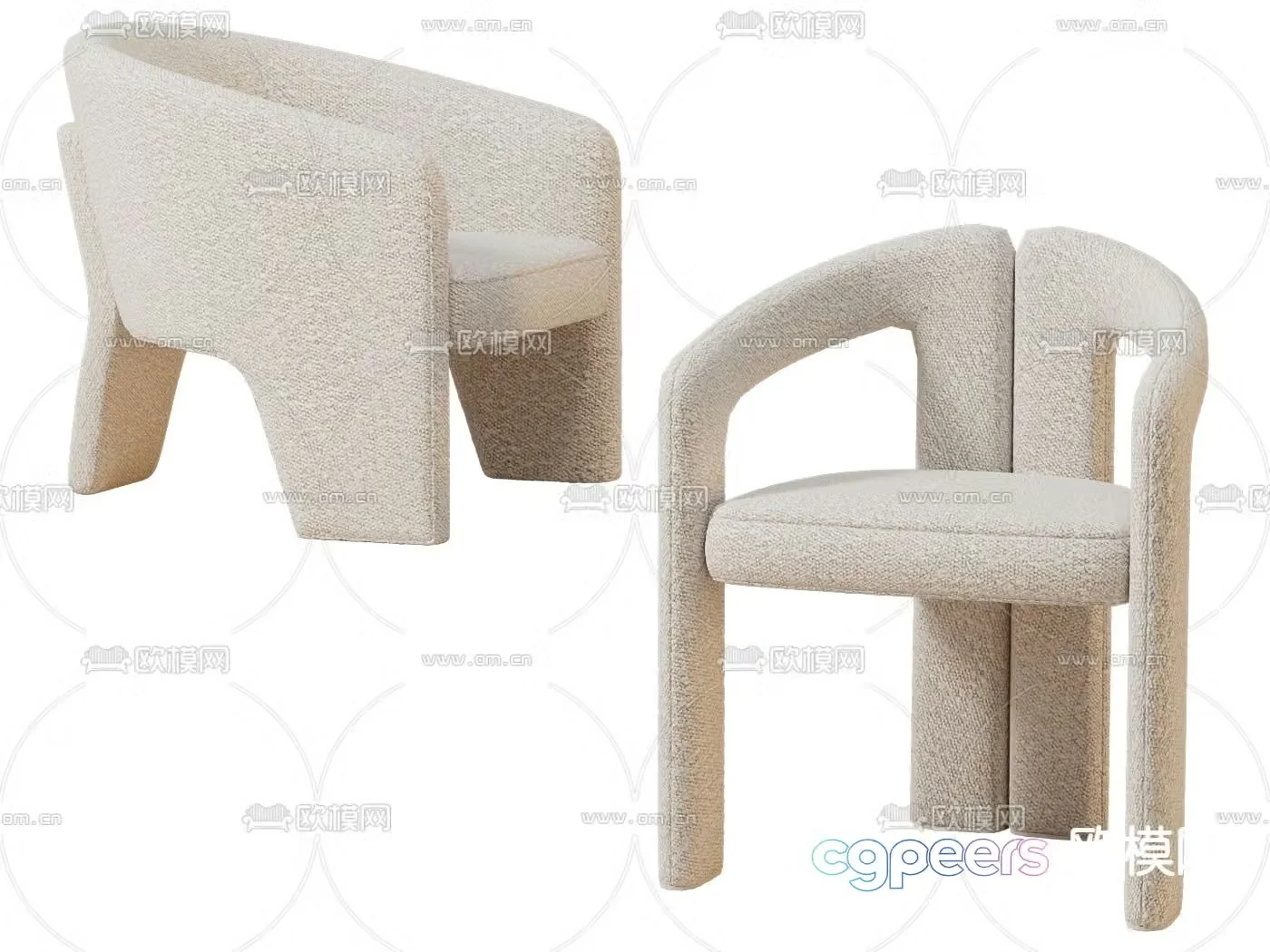Cream style chair leisure chair 3d model